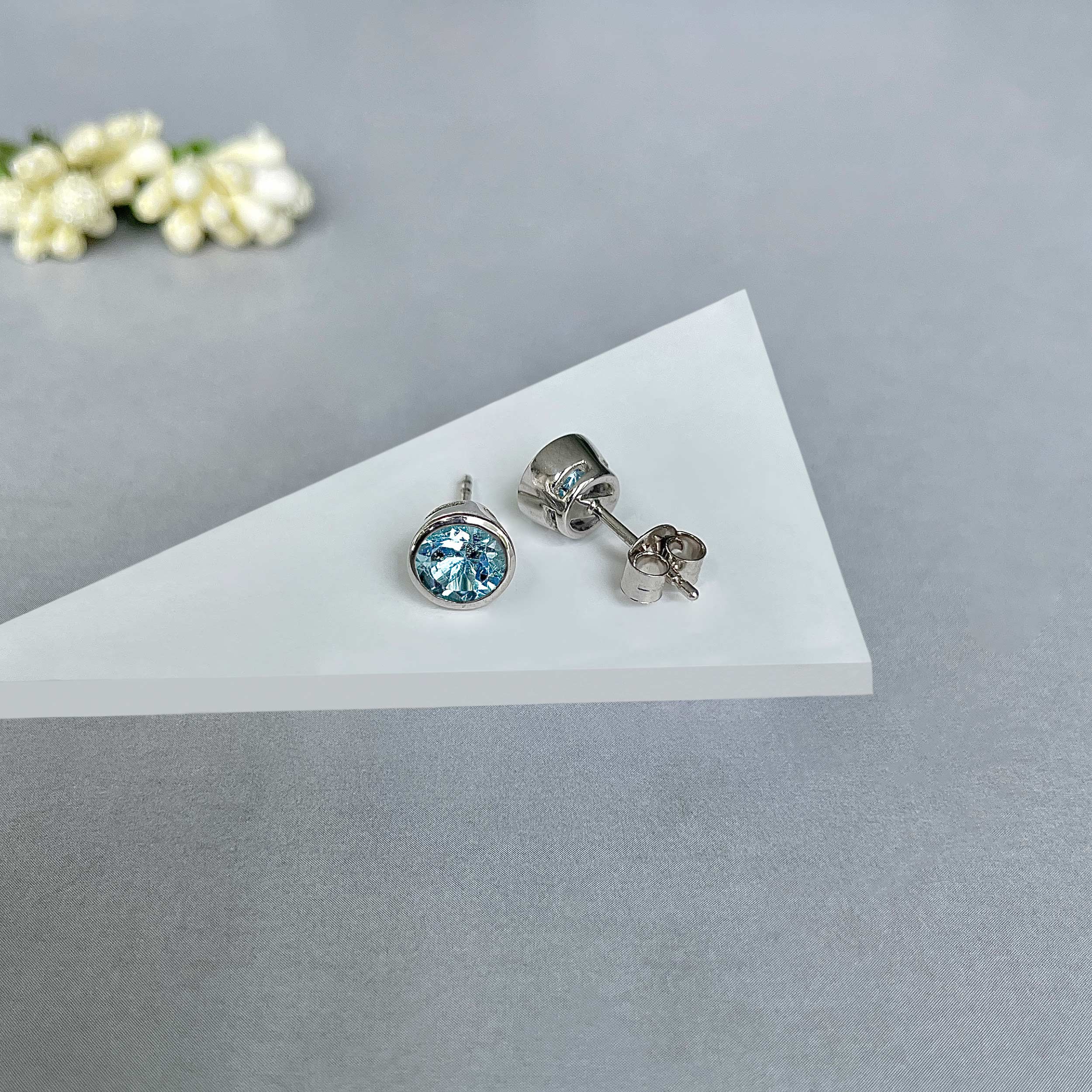 Blue Topaz Stud Earrings-(BTZ-SE-1426.)