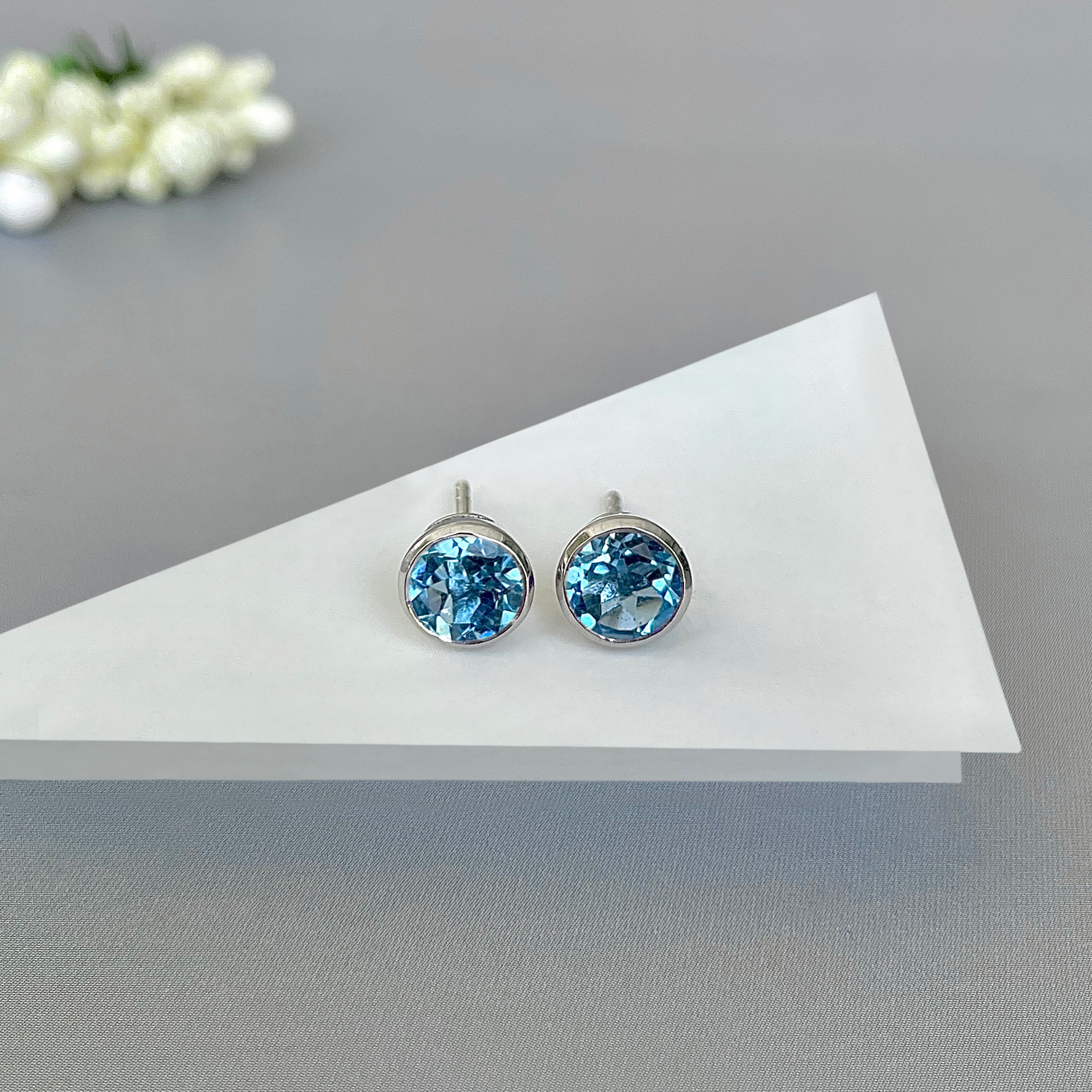 Blue Topaz Stud Earring-(BTZ-SE-1426.)