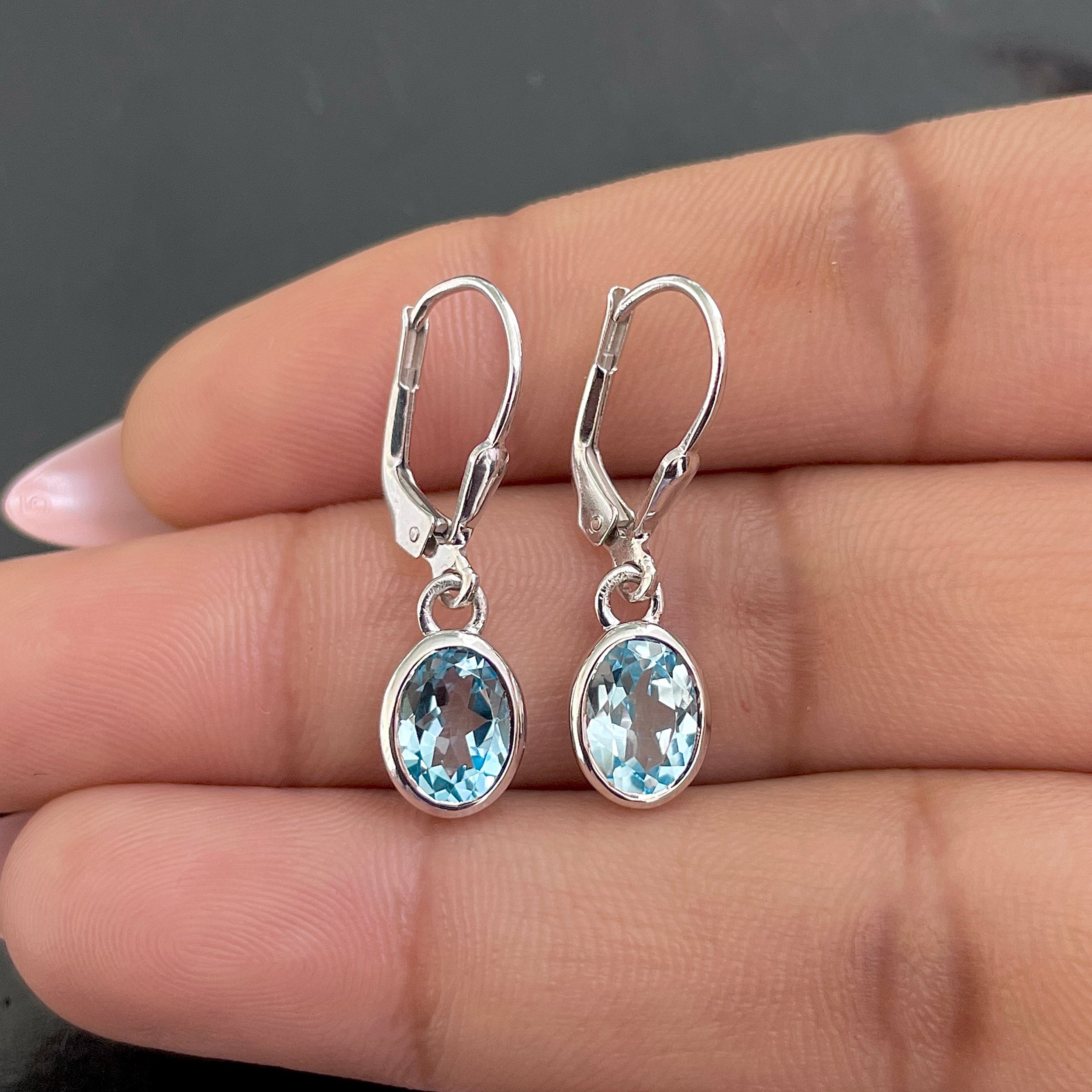 Blue Topaz Leverback Earring-(BTZ-SE-547.)