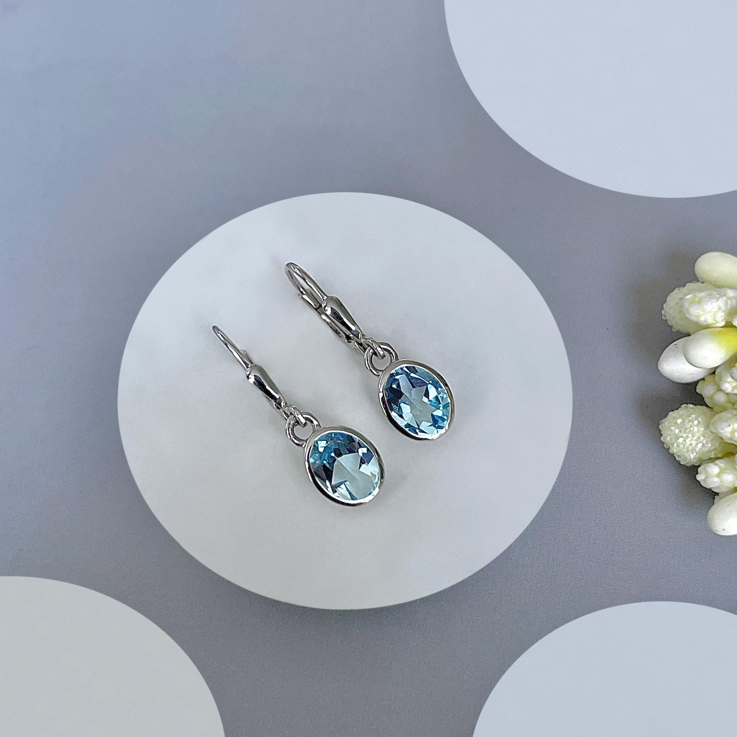 Blue Topaz Leverback Earring-(BTZ-SE-547.)