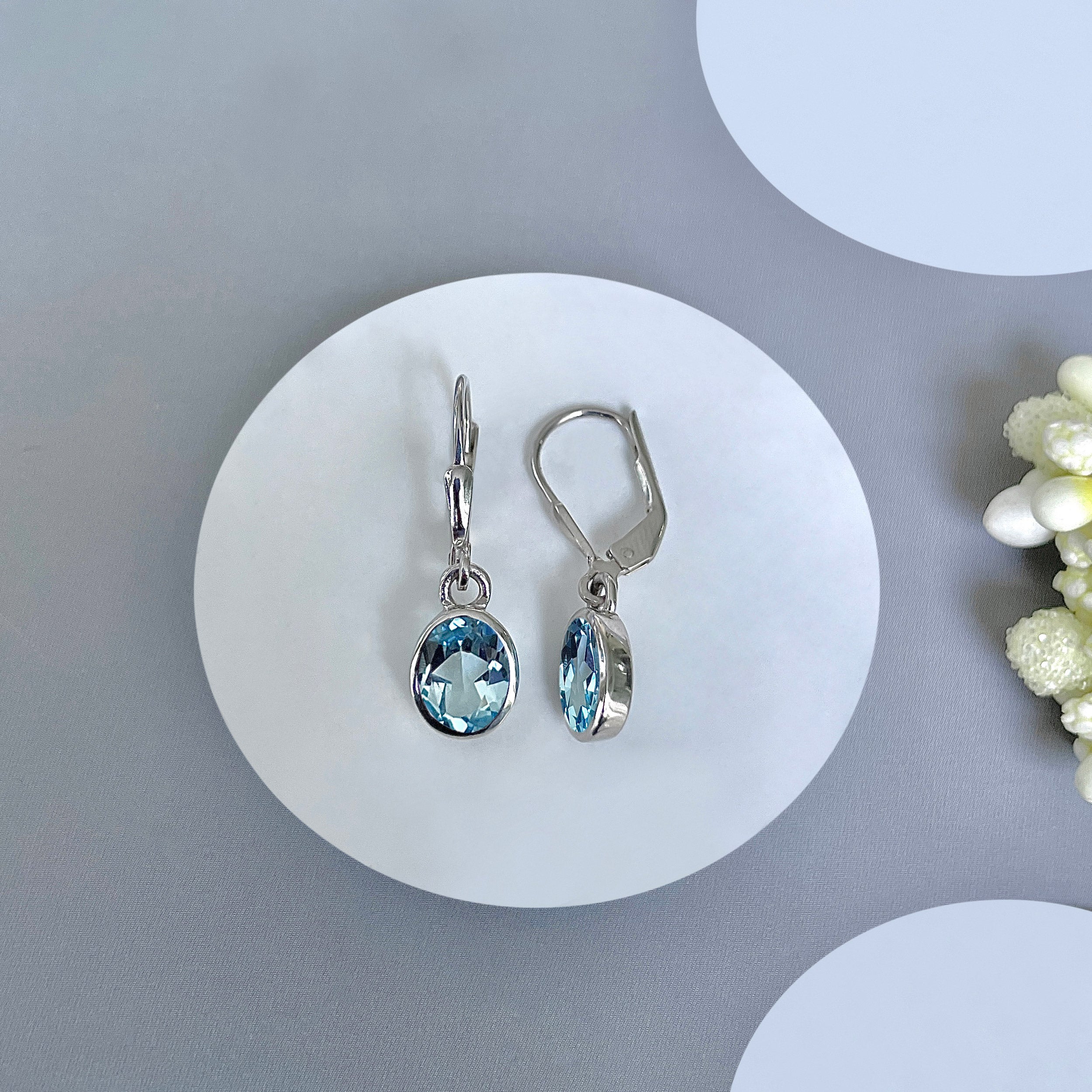 Blue Topaz Leverback Earring-(BTZ-SE-547.)