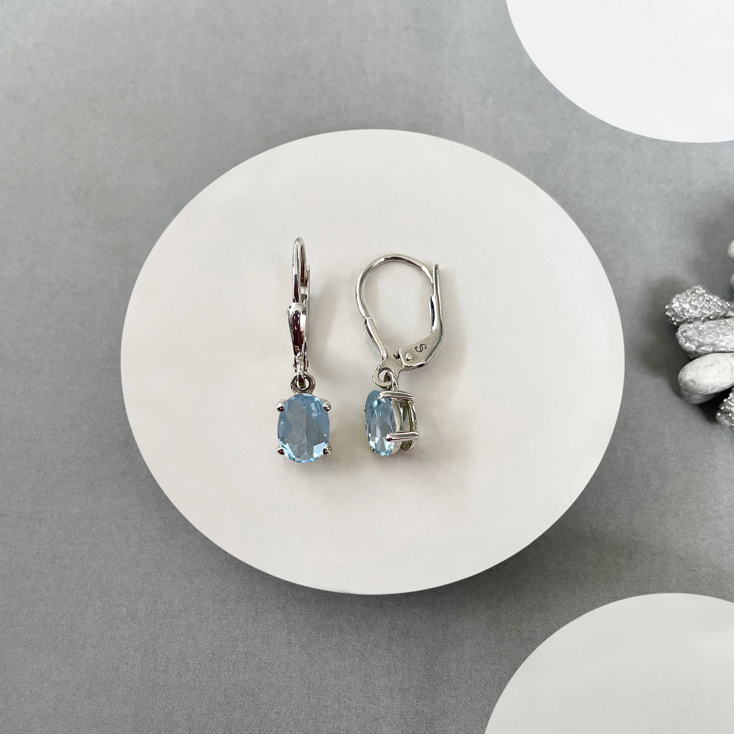 Blue Topaz Leverback Earrings-(BTZ-SE-670.)