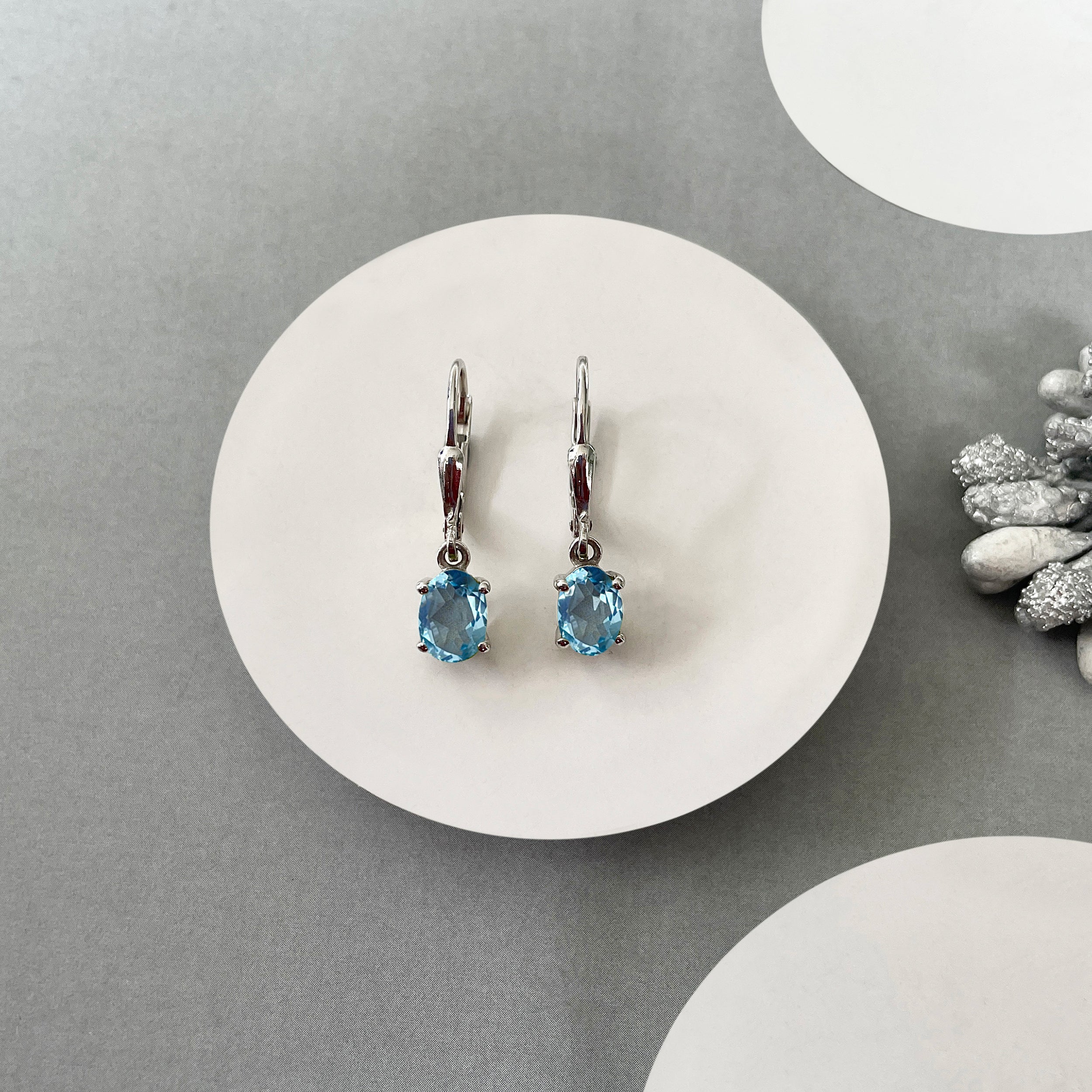 Blue Topaz Leverback Earring-(BTZ-SE-670.)