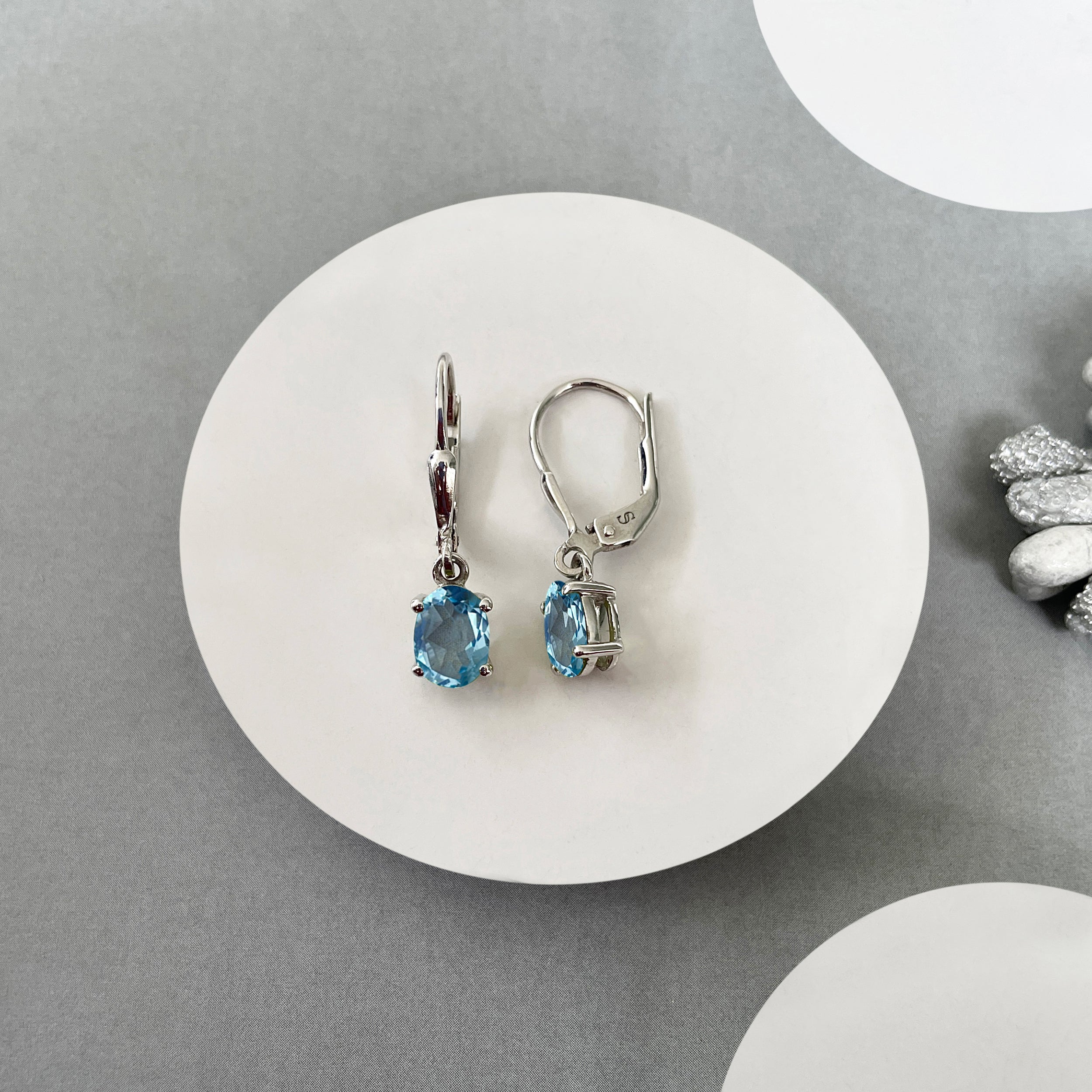 Blue Topaz Leverback Earring-(BTZ-SE-670.)