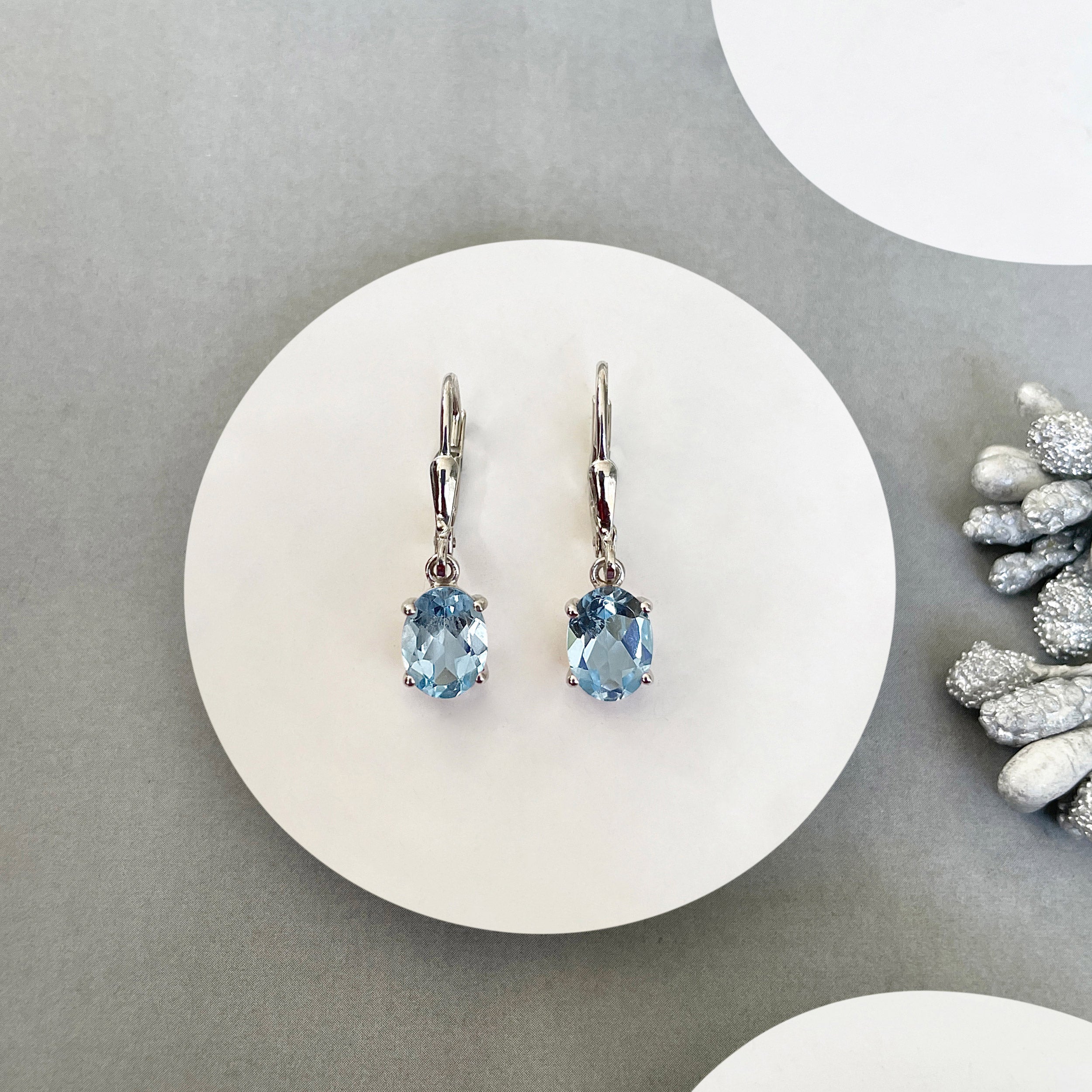 Blue Topaz Leverback Earring-(BTZ-SE-673.)