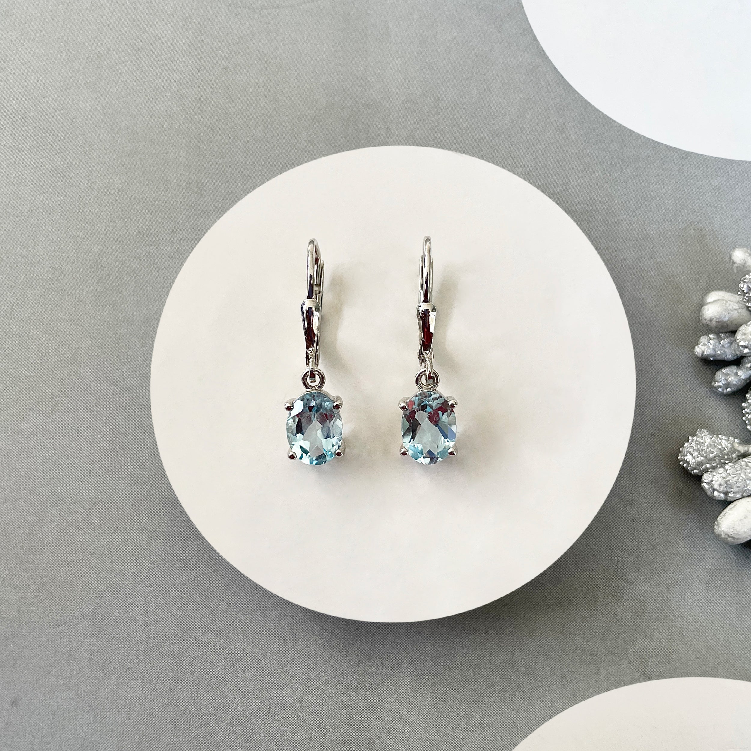 Blue Topaz Leverback Earring-(BTZ-SE-673.)