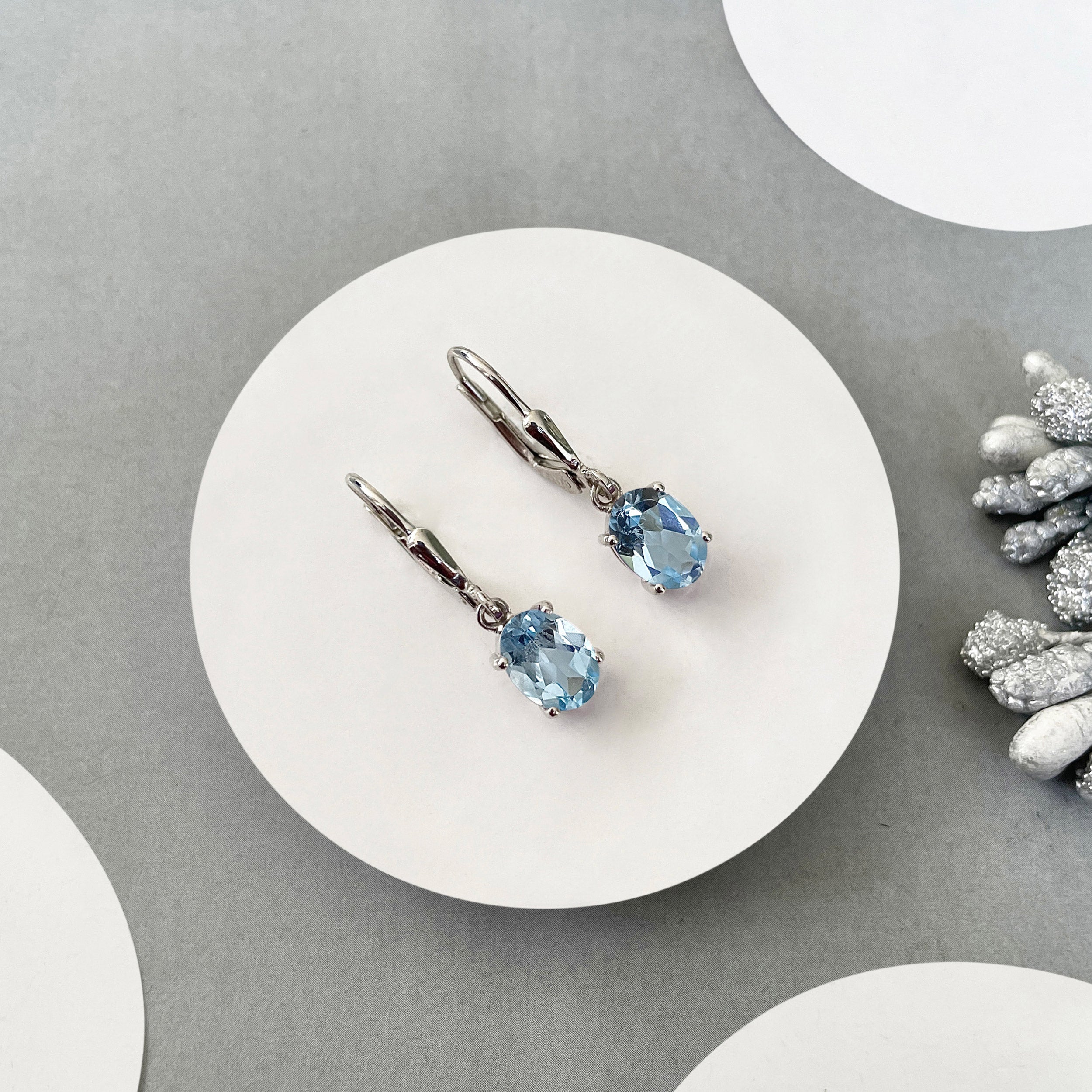 Blue Topaz Leverback Earring-(BTZ-SE-673.)