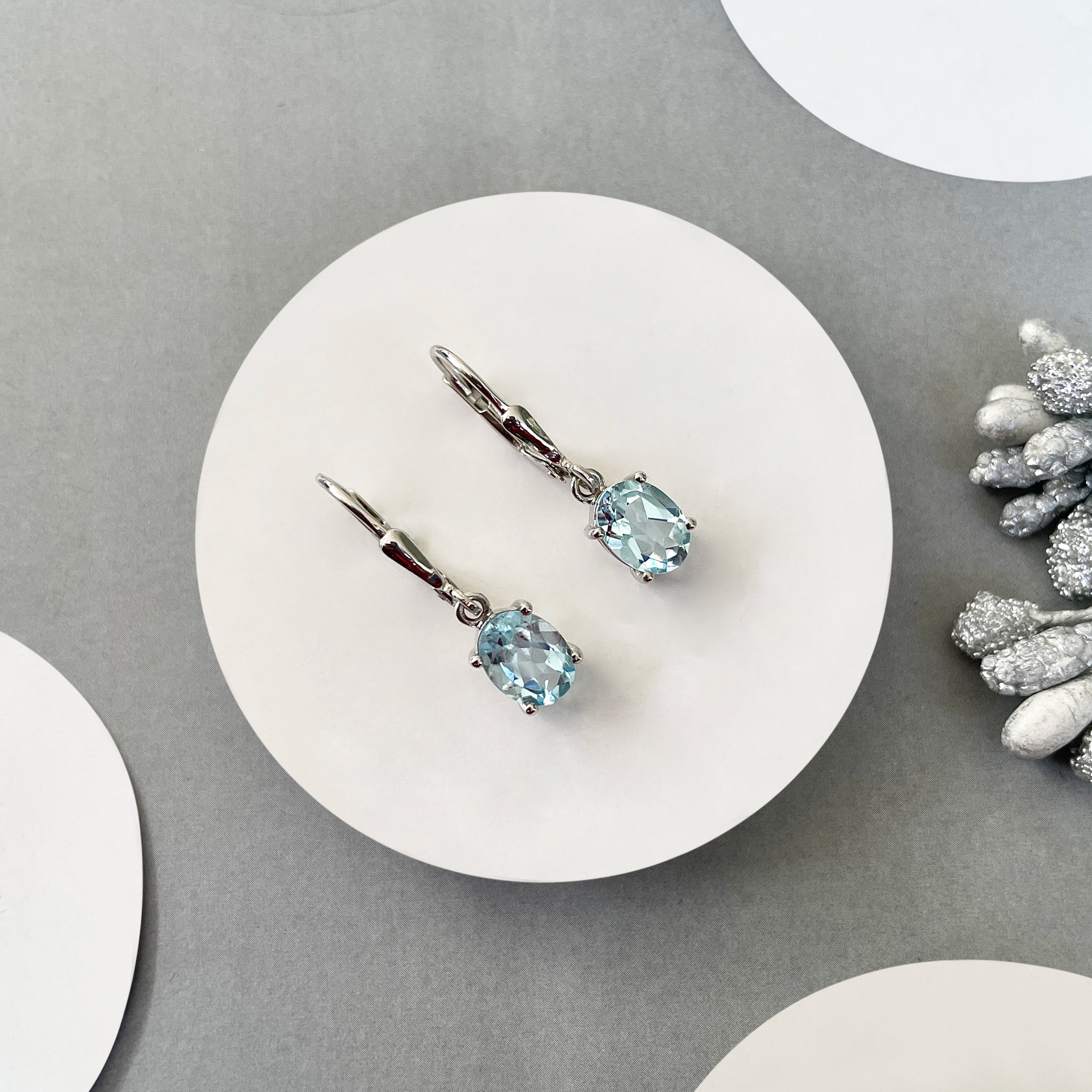 Blue Topaz Leverback Earring-(BTZ-SE-673.)