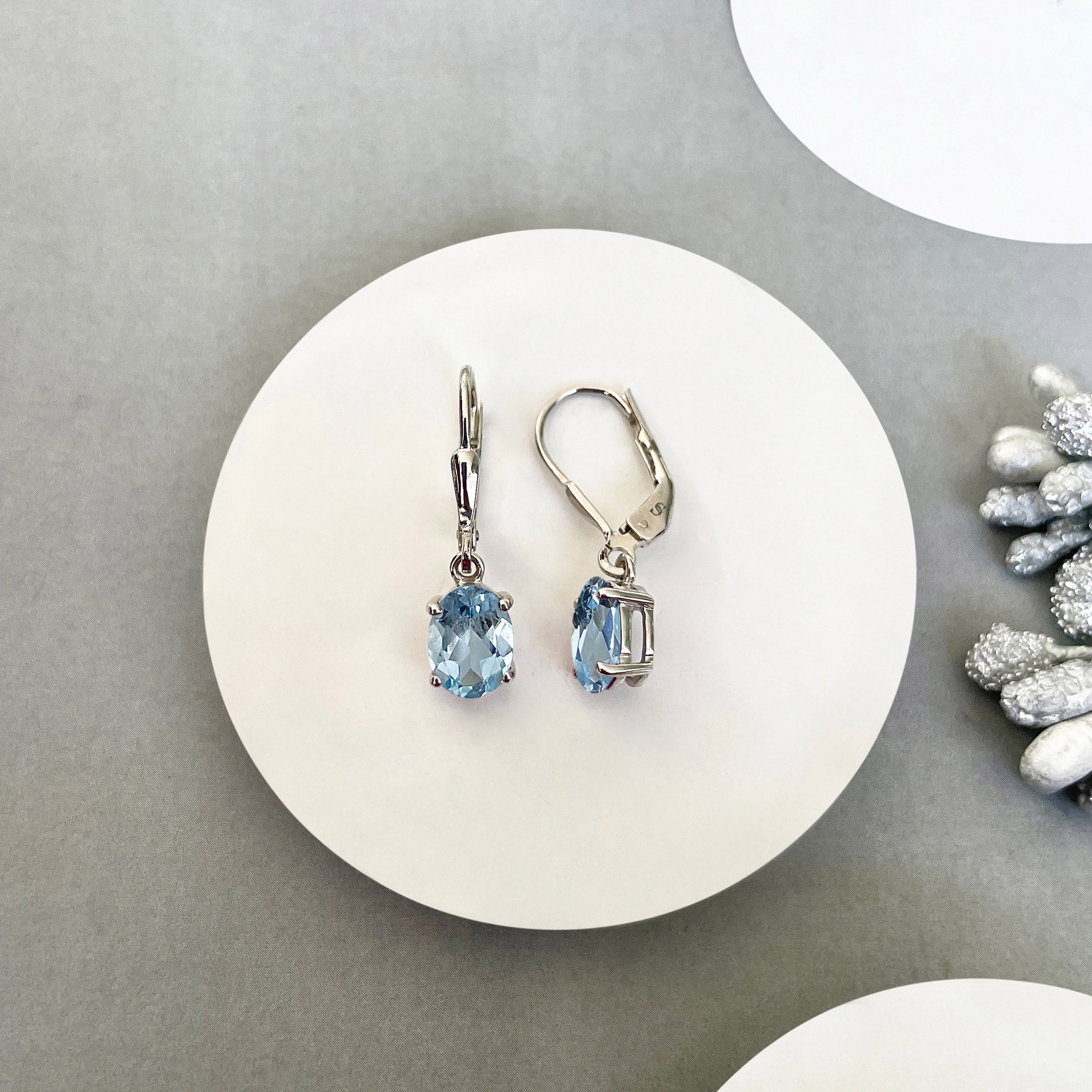 Blue Topaz Leverback Earring-(BTZ-SE-673.)