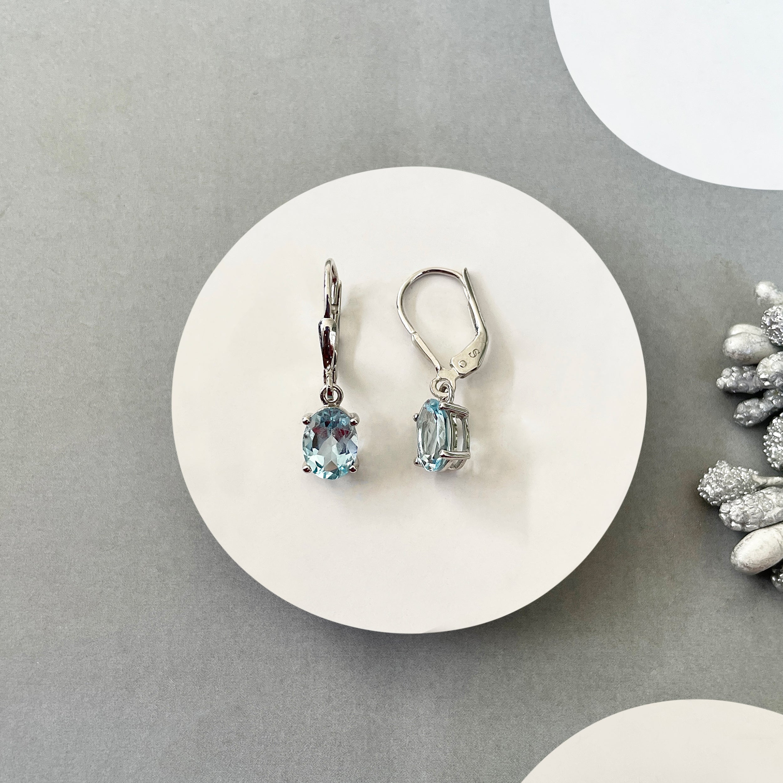 Blue Topaz Leverback Earring-(BTZ-SE-673.)