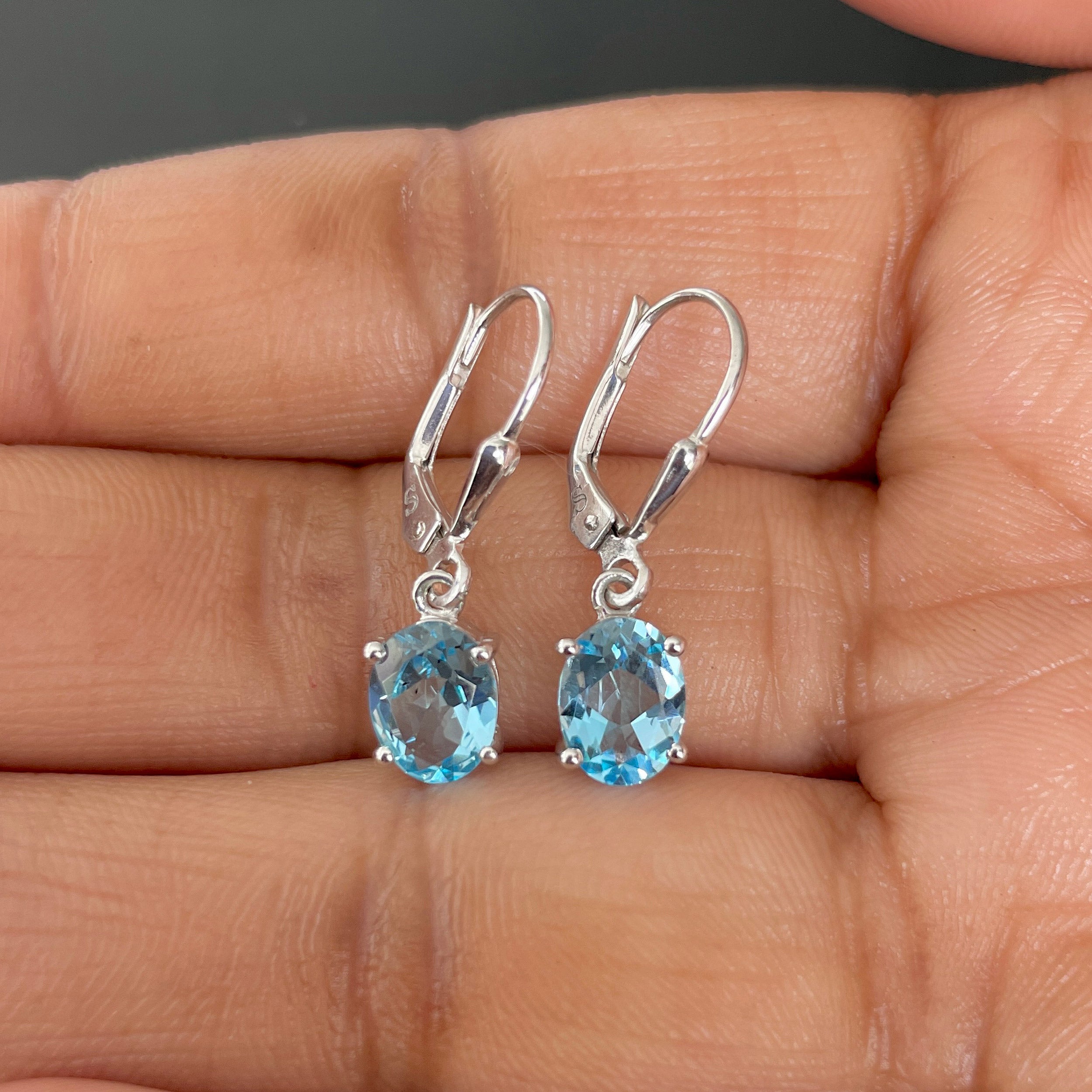 Blue Topaz Leverback Earring-(BTZ-SE-673.)