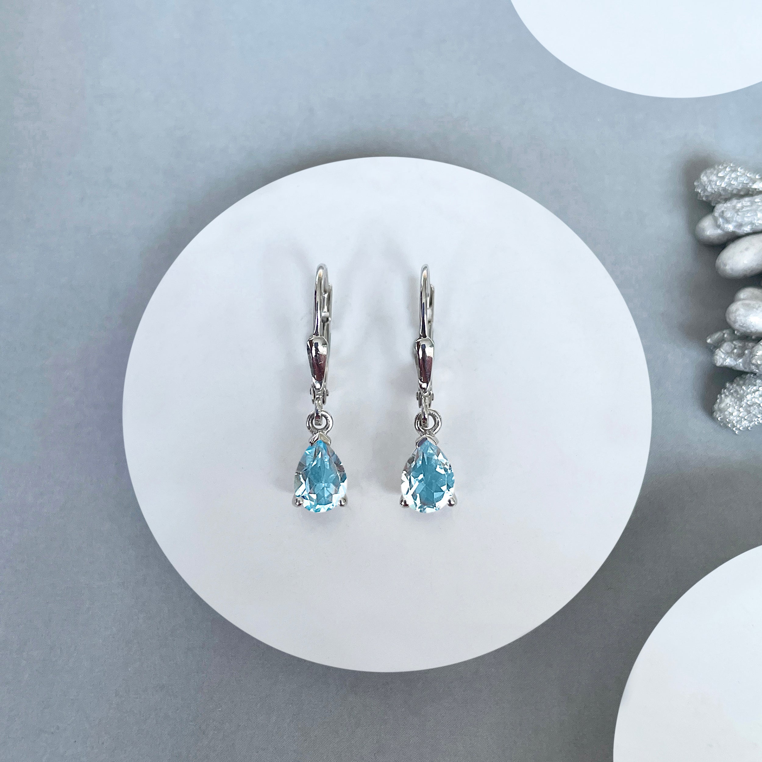 Blue Topaz Leverback Earring-(BTZ-SE-676.)