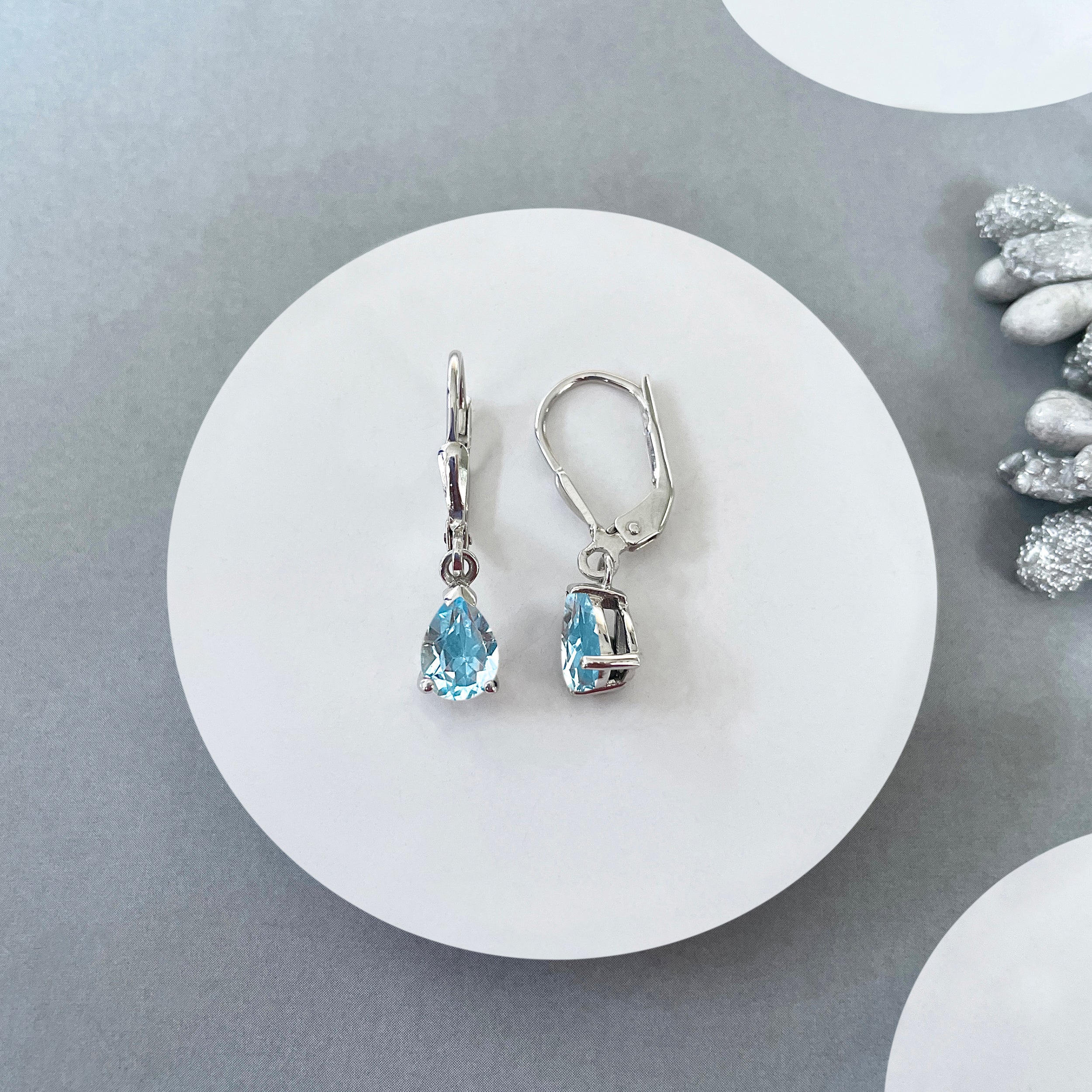 Blue Topaz Leverback Earring-(BTZ-SE-676.)