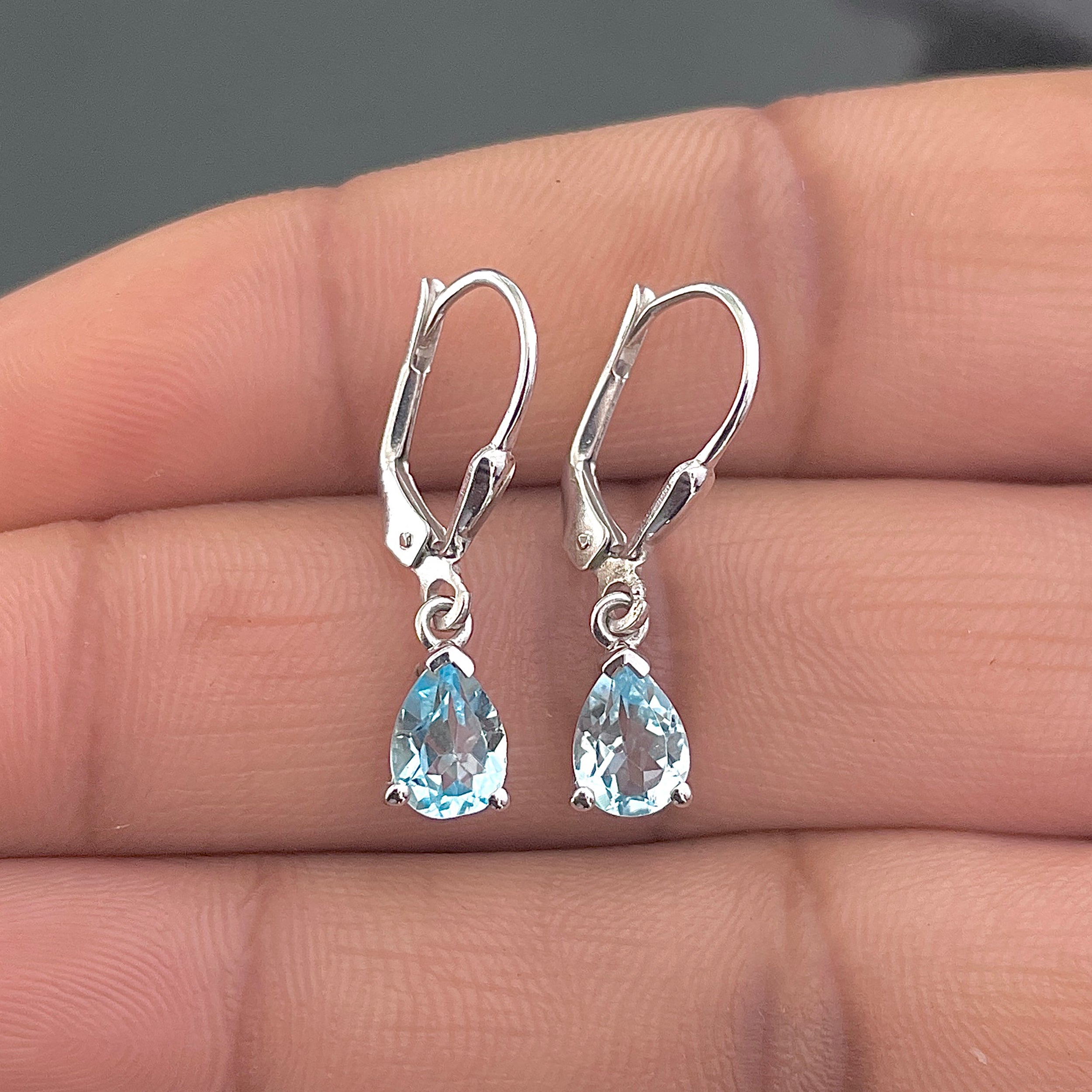 Blue Topaz Leverback Earring-(BTZ-SE-676.)