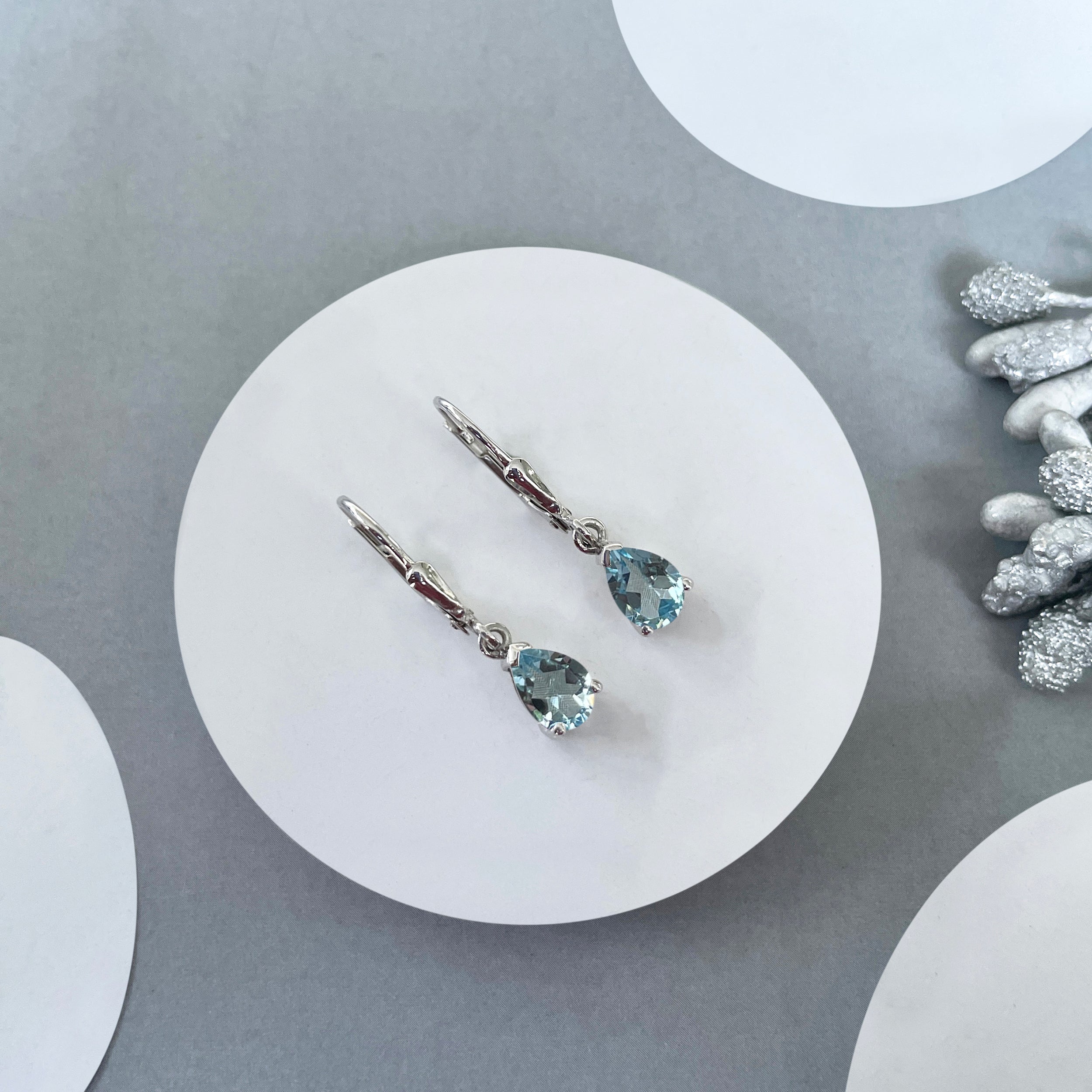 Blue Topaz Leverback Earrings-(BTZ-SE-676.)