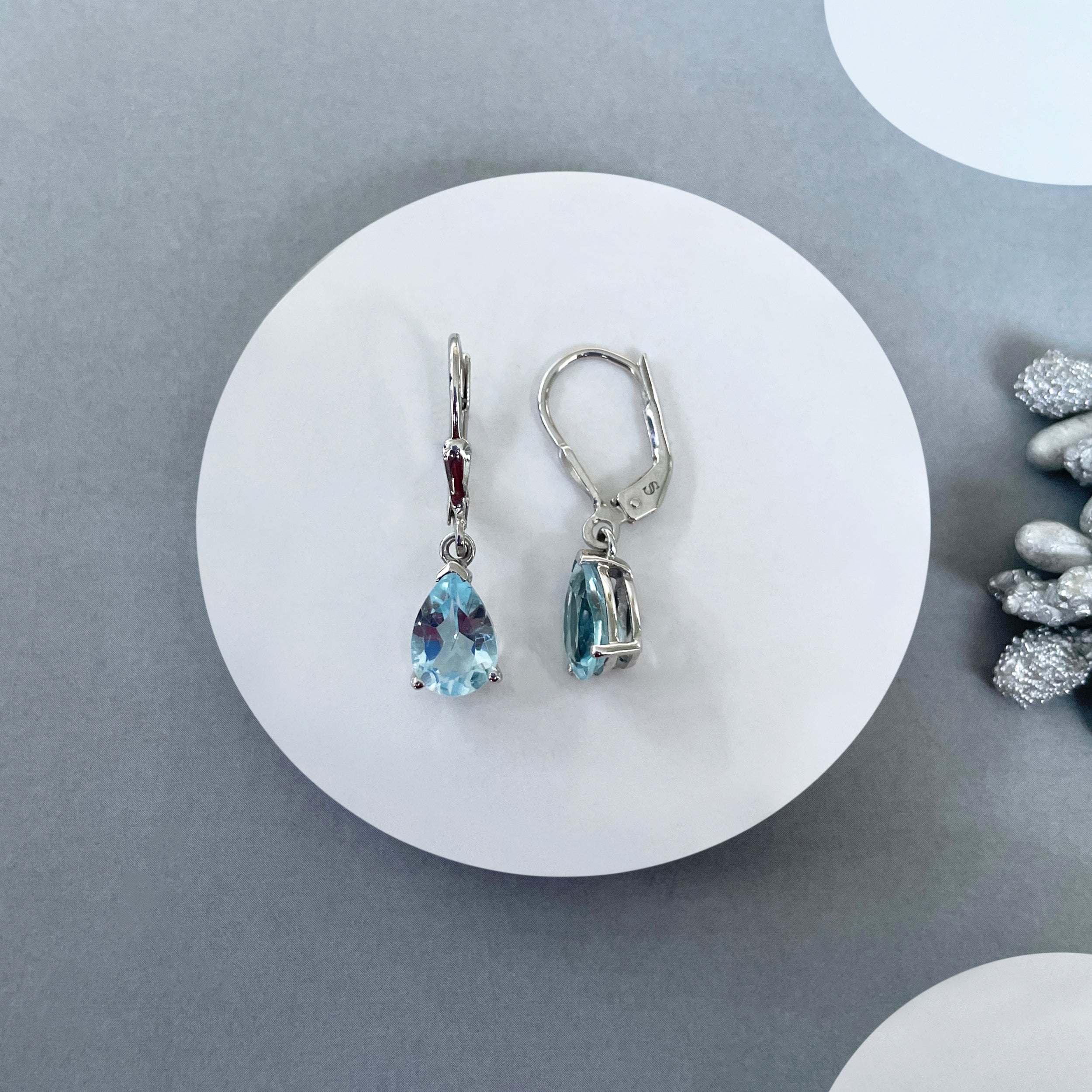 Blue Topaz Leverback Earring-(BTZ-SE-677.)