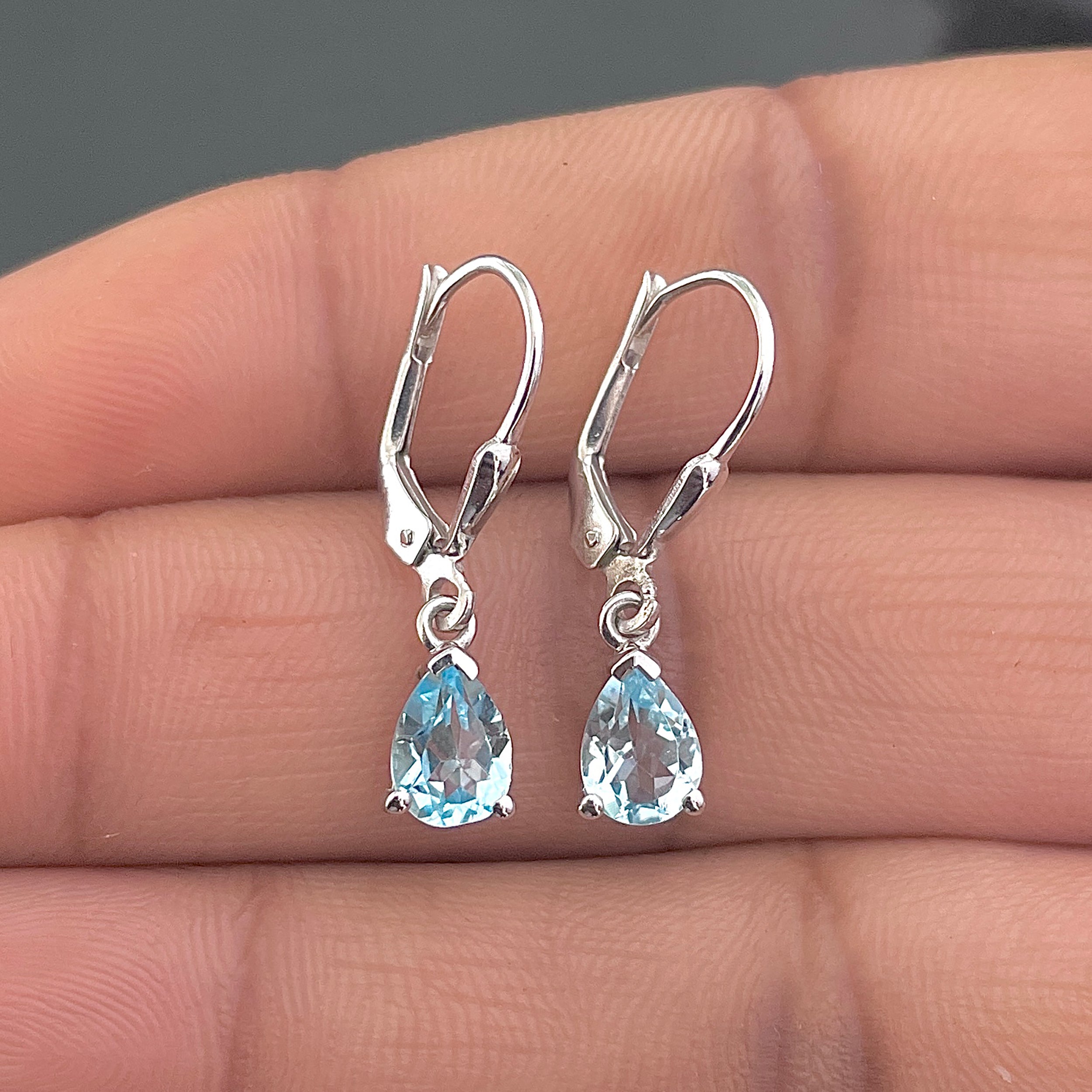 Blue Topaz Leverback Earring-(BTZ-SE-677.)