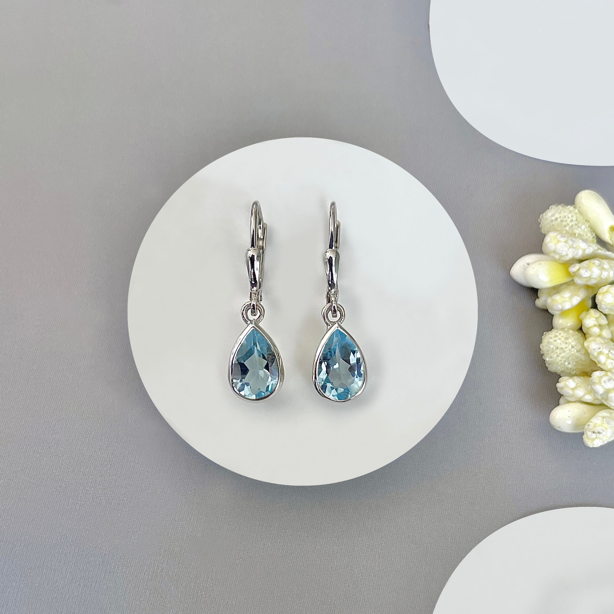 Blue Topaz Leverback Earring-(BTZ-SE-679.)