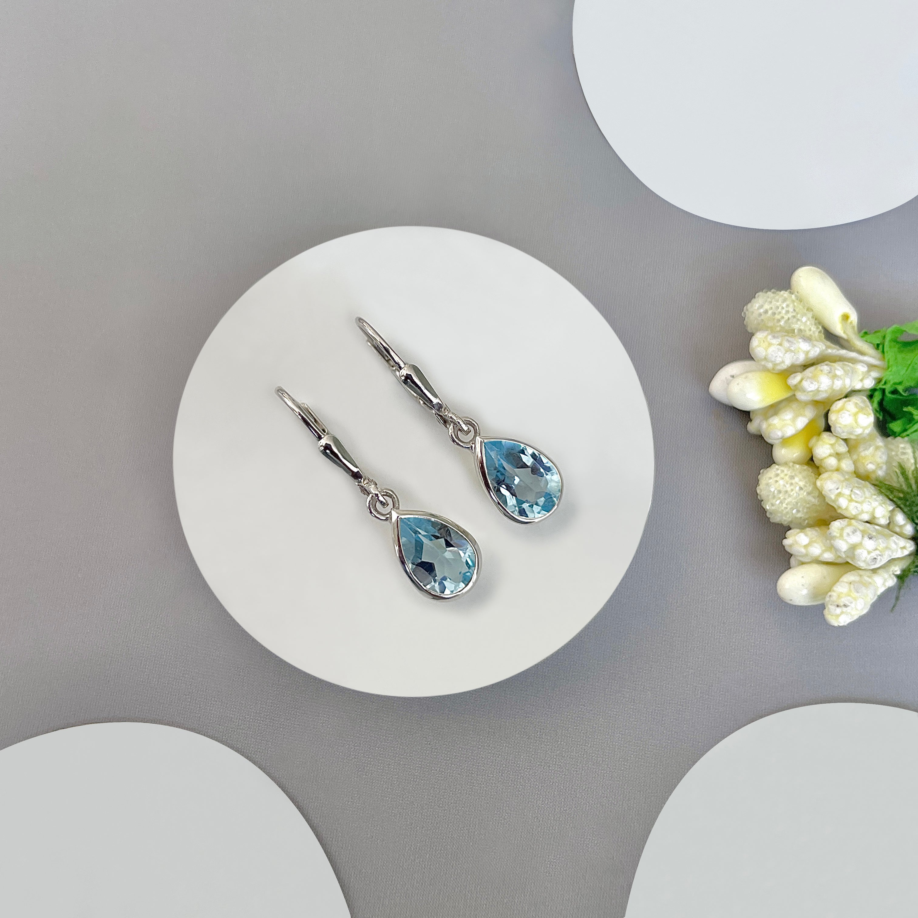 Blue Topaz Leverback Earring-(BTZ-SE-679.)