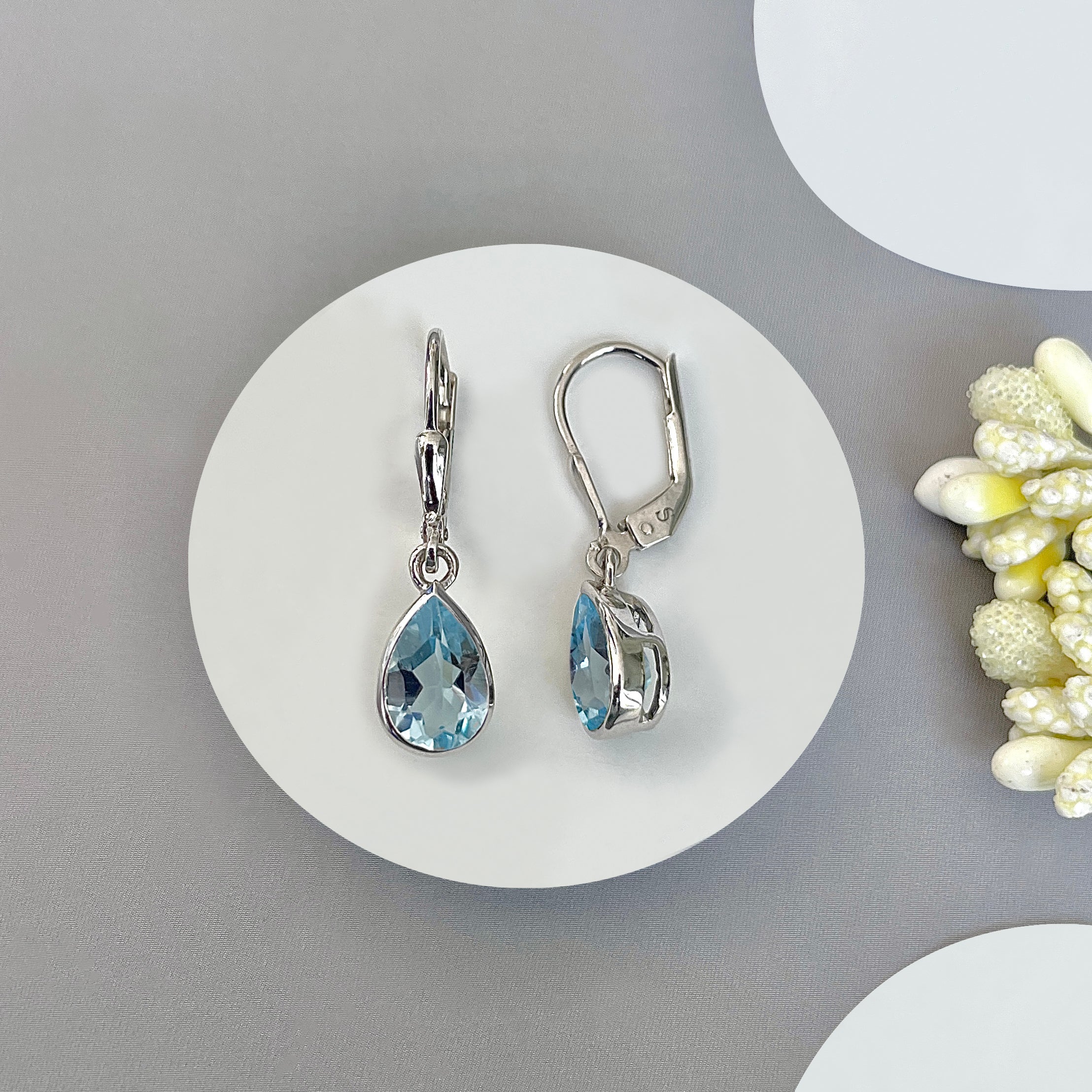 Blue Topaz Leverback Earring-(BTZ-SE-679.)