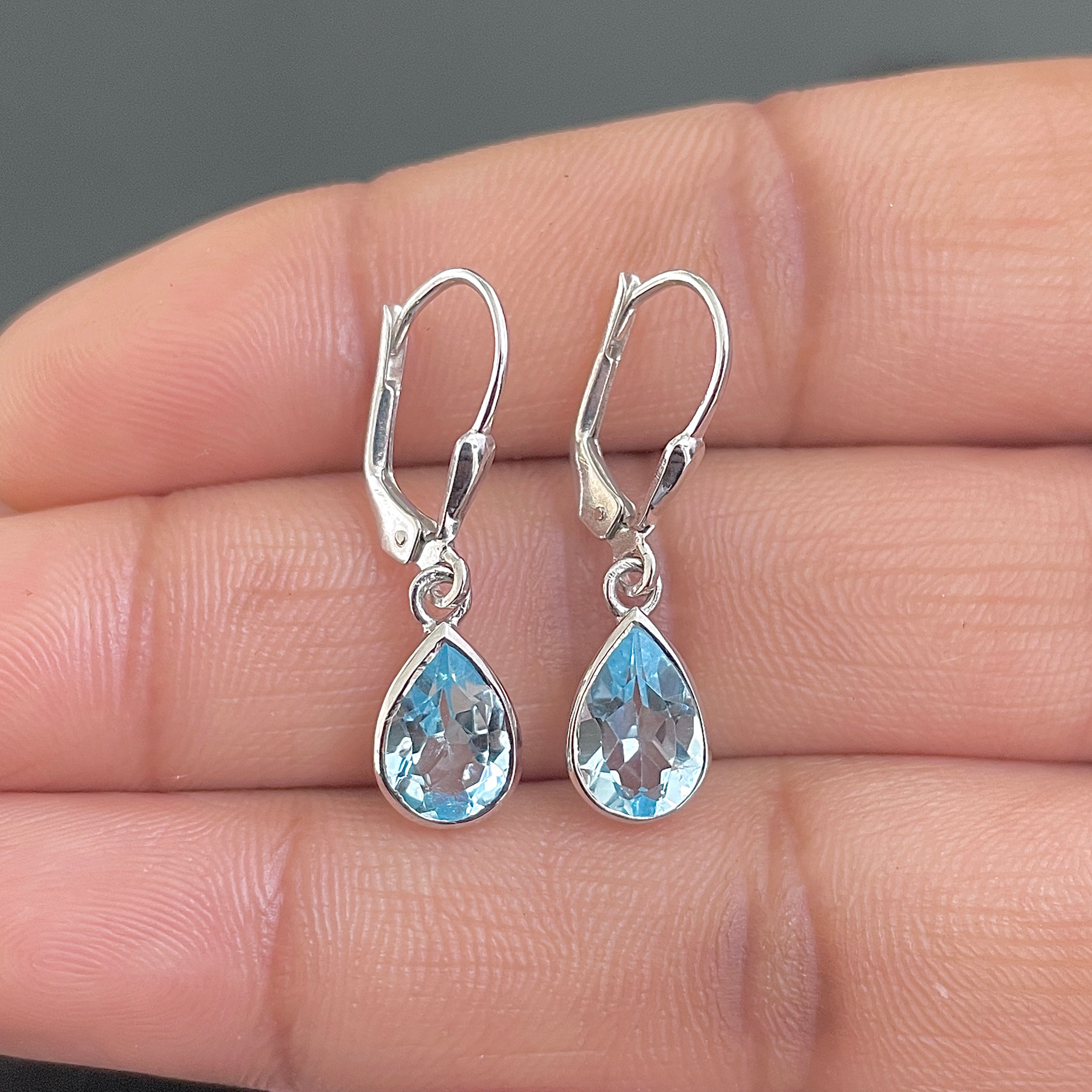 Blue Topaz Leverback Earring-(BTZ-SE-679.)