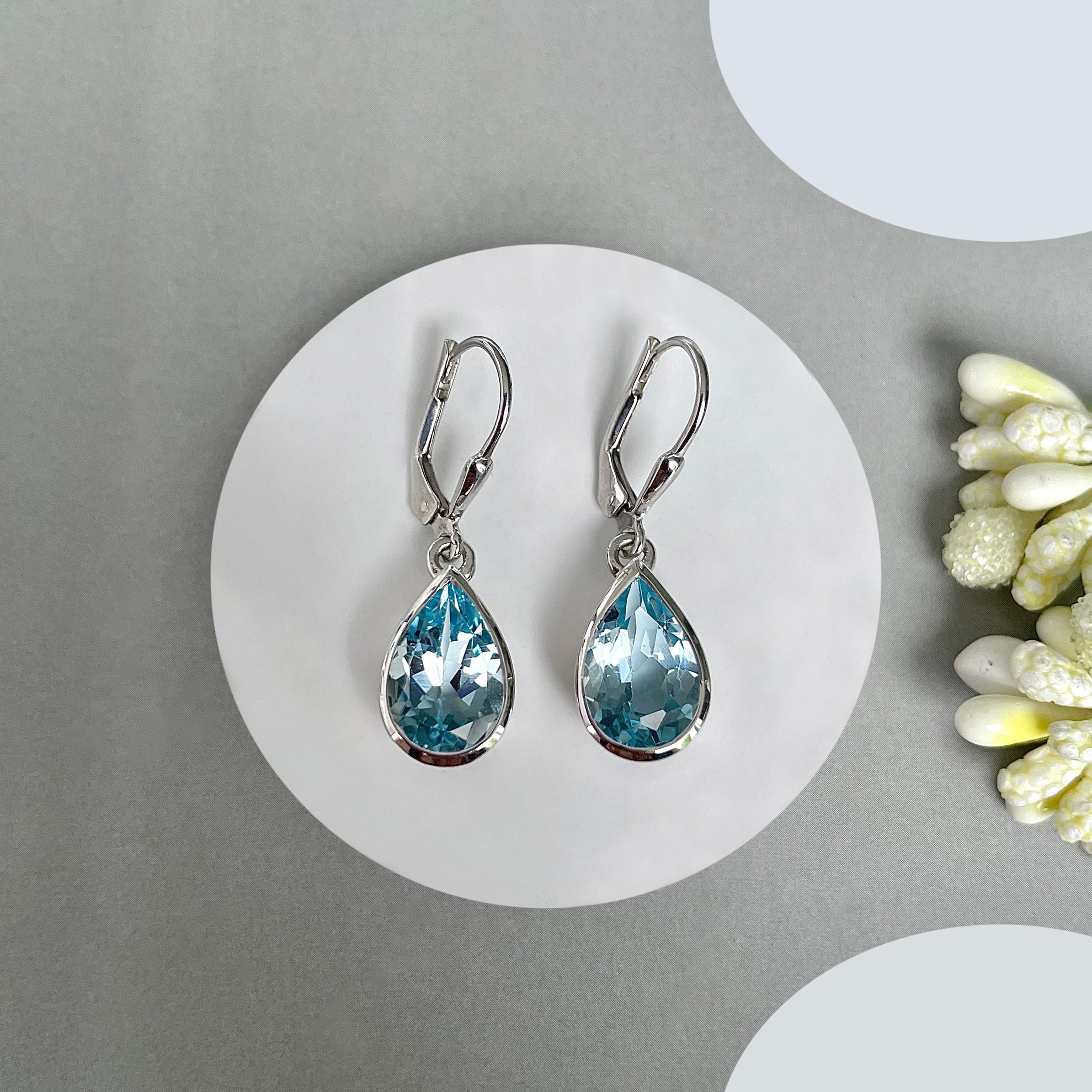 Blue Topaz Leverback Earrings-(BTZ-SE-707.)