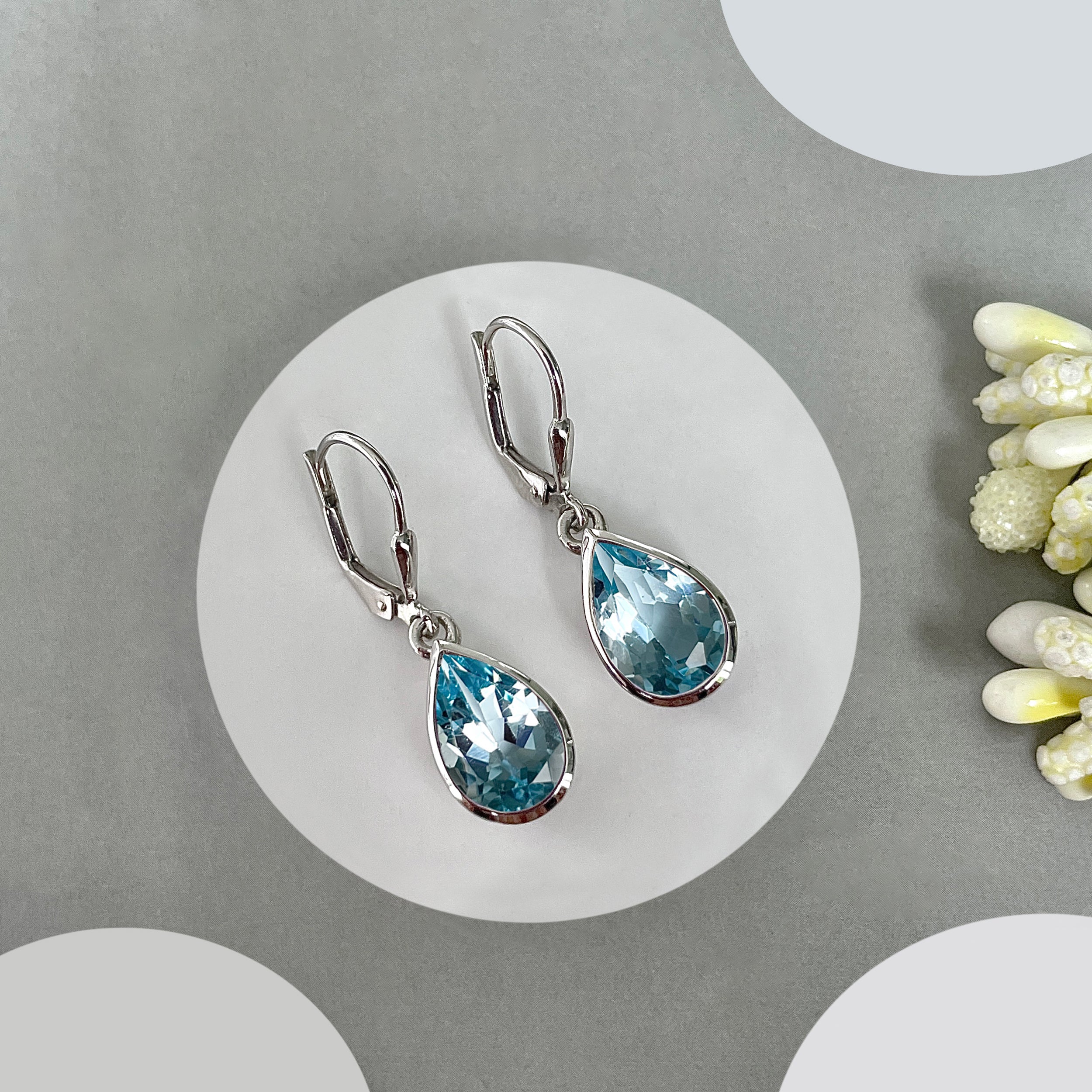 Blue Topaz Leverback Earrings-(BTZ-SE-707.)