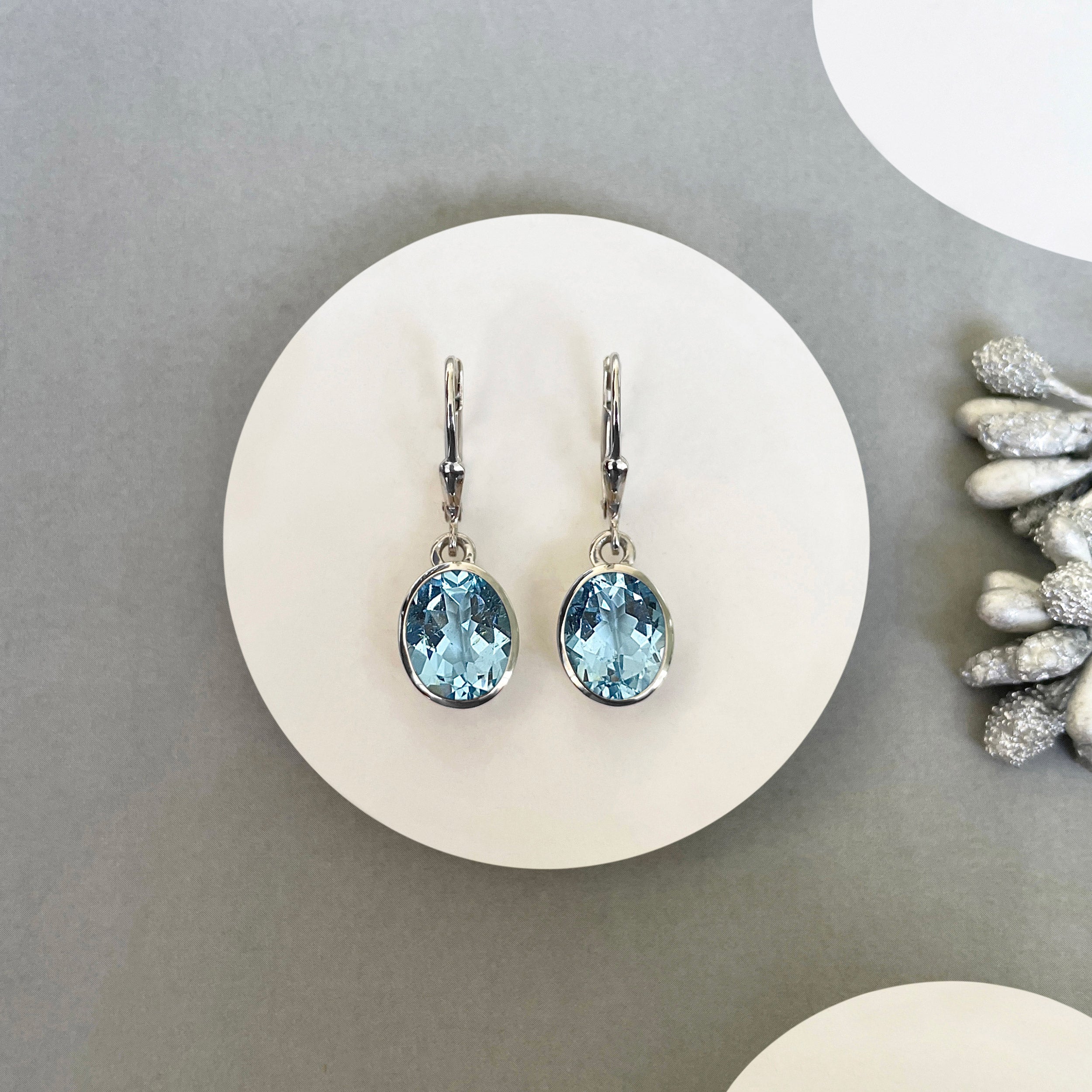 Blue Topaz Leverback Earring-(BTZ-SE-713.)