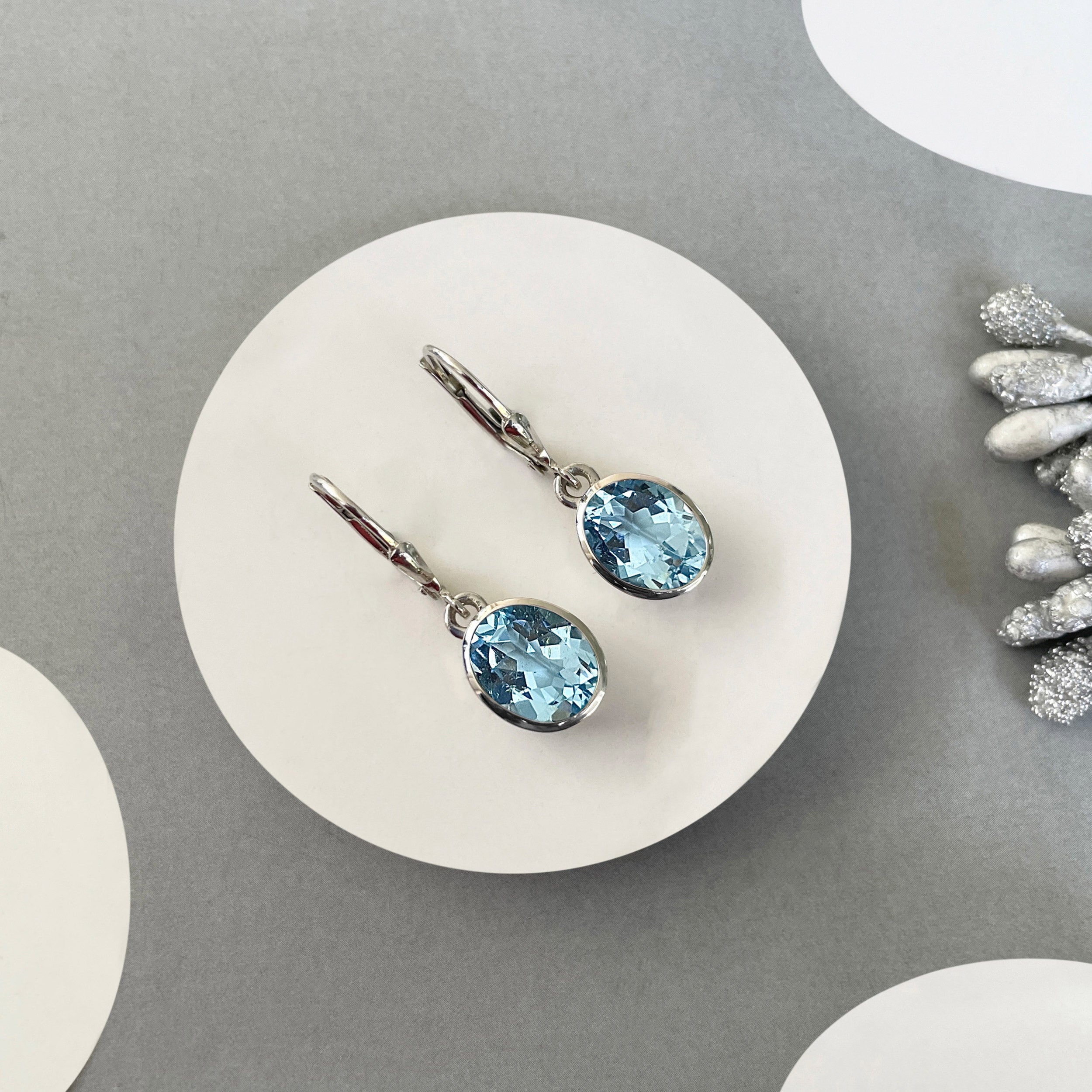 Blue Topaz Leverback Earring-(BTZ-SE-713.)