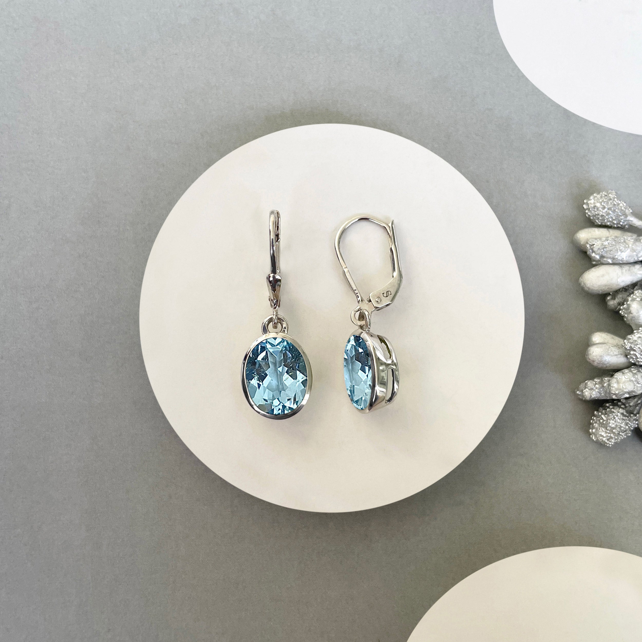 Blue Topaz Leverback Earring-(BTZ-SE-713.)