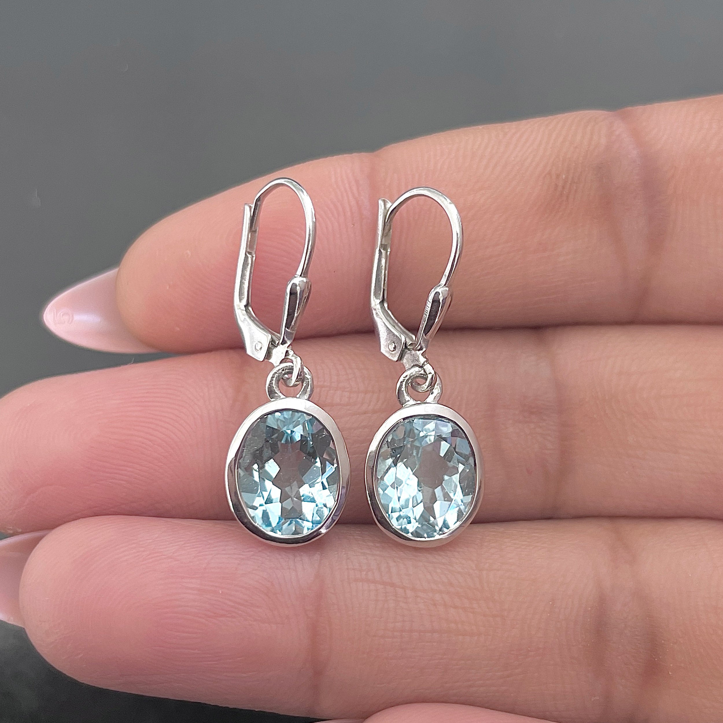 Blue Topaz Leverback Earring-(BTZ-SE-713.)