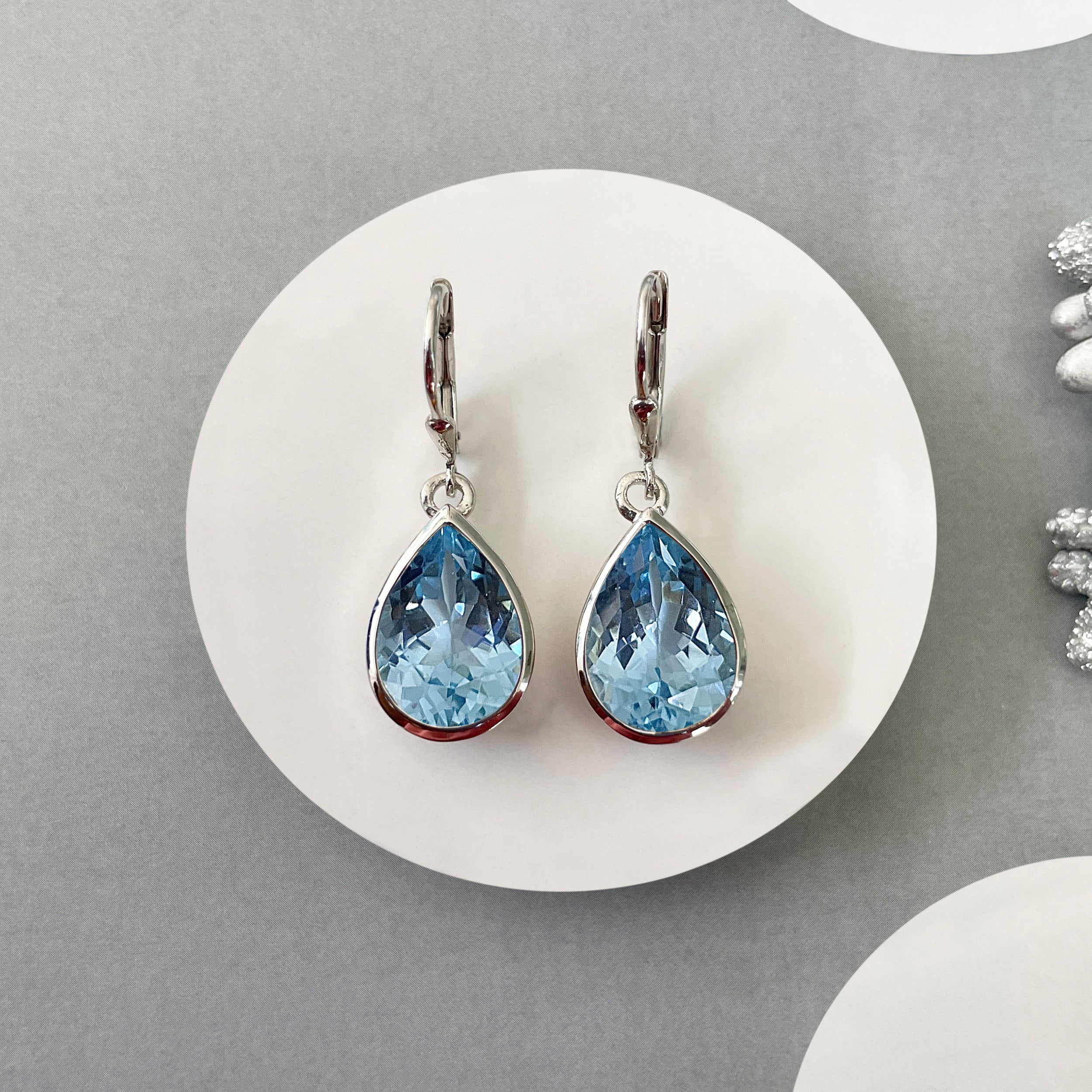 Blue Topaz Leverback Earring-(BTZ-SE-725.)
