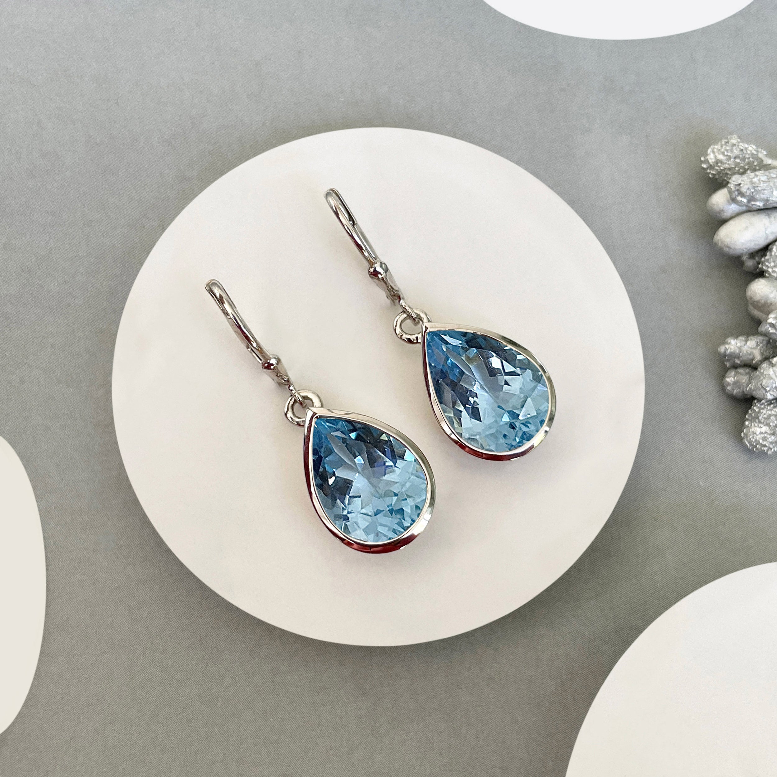 Blue Topaz Leverback Earring-(BTZ-SE-725.)