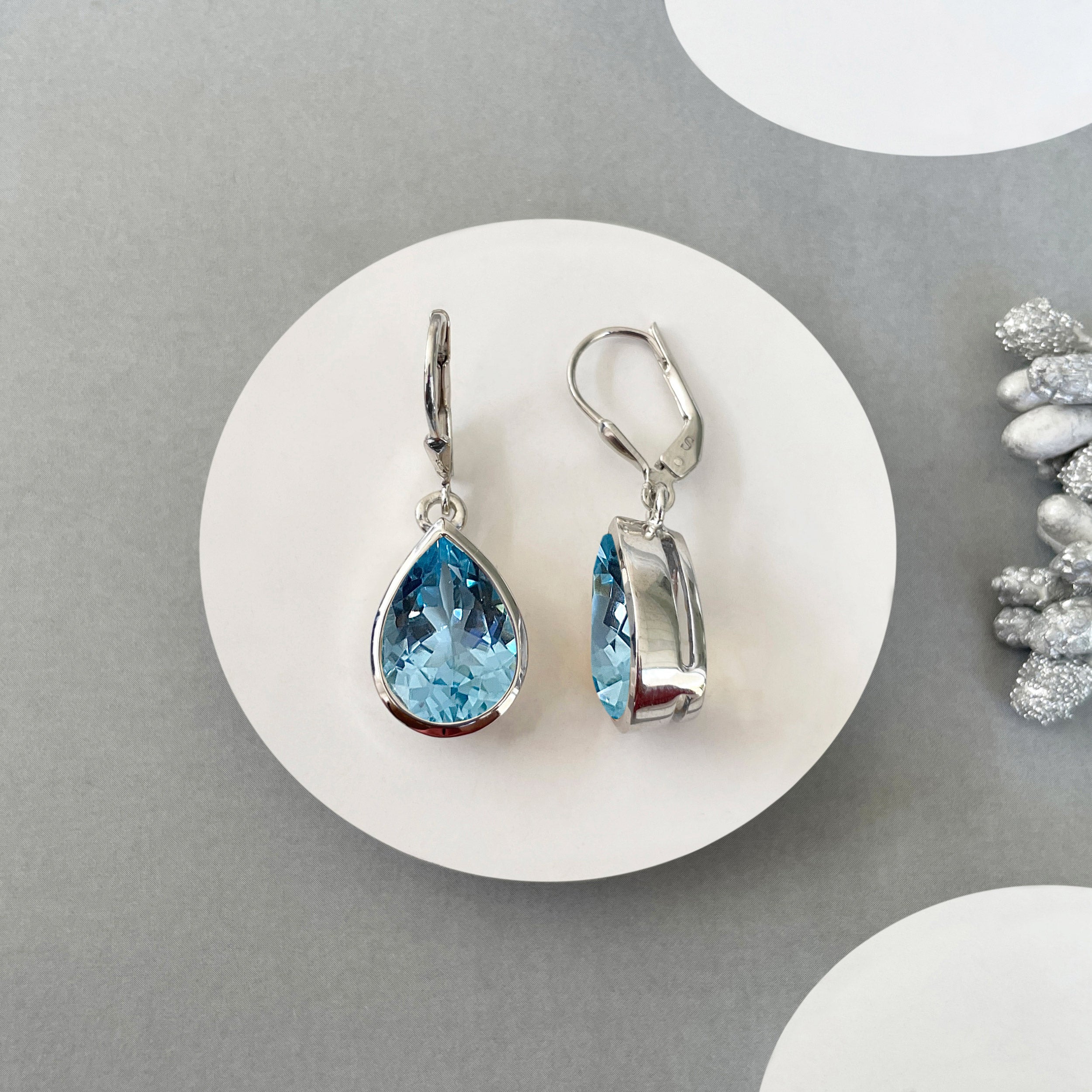Blue Topaz Leverback Earring-(BTZ-SE-725.)