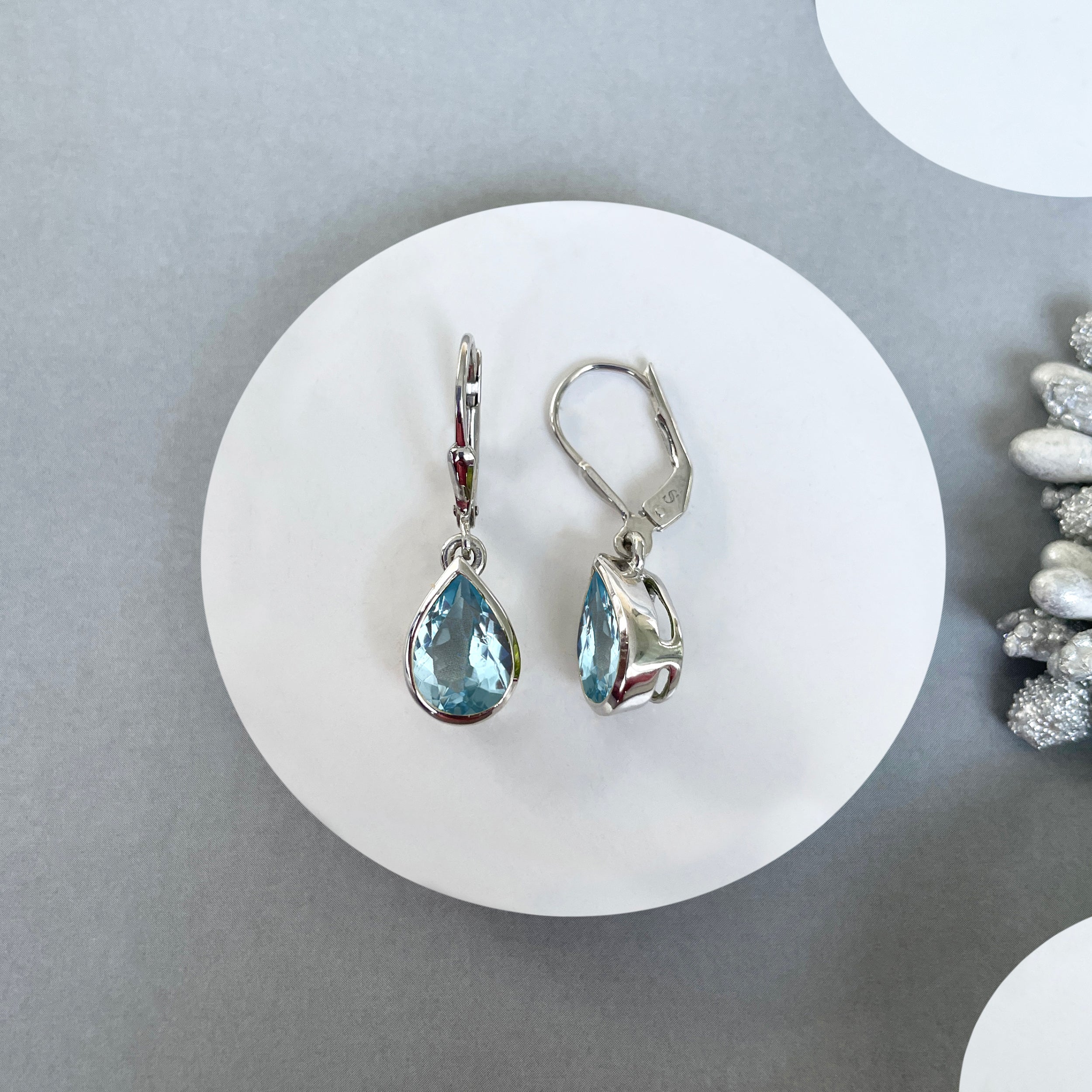 Blue Topaz Leverback Earrings-(BTZ-SE-742.)