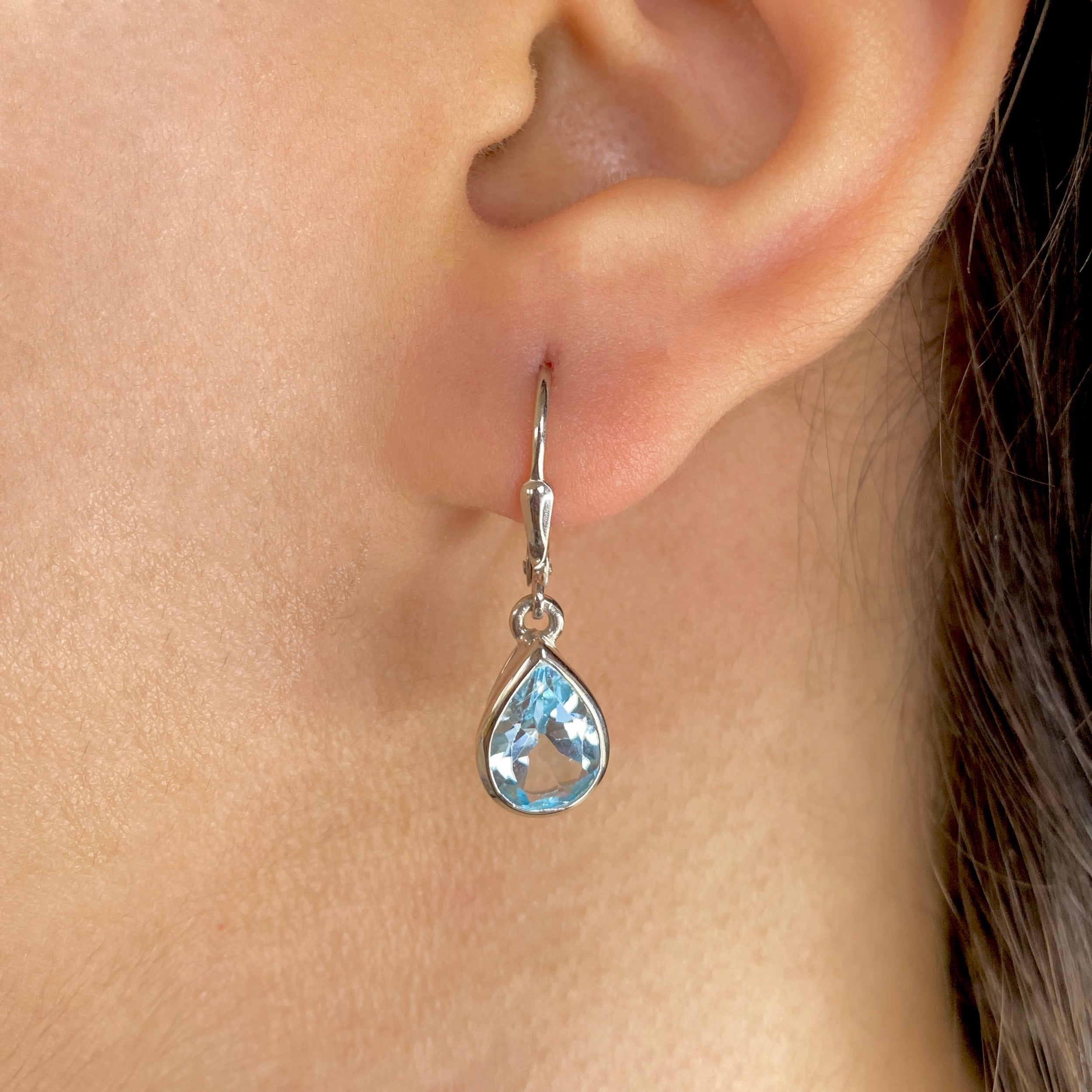 Blue Topaz Leverback Earrings-(BTZ-SE-742.)