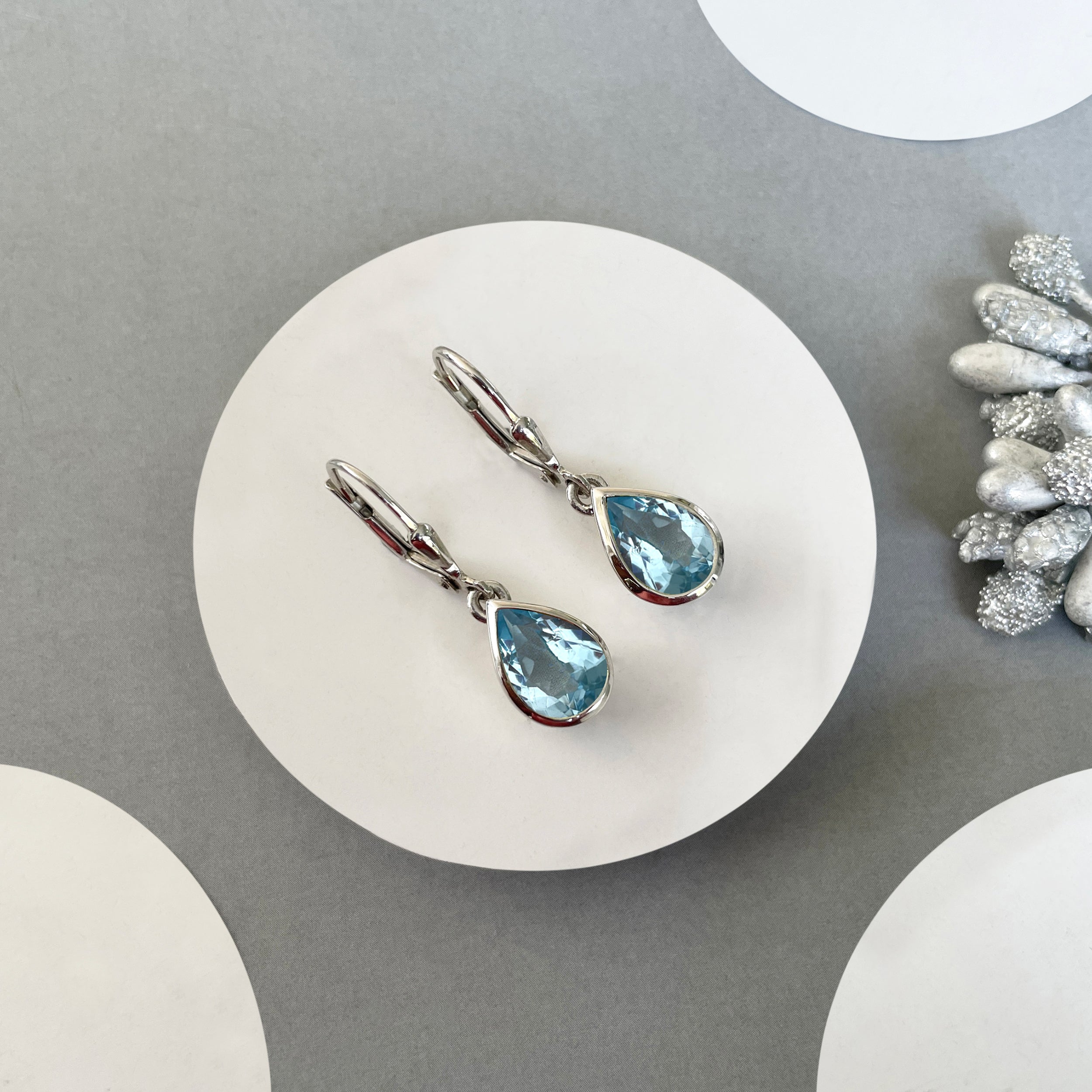 Blue Topaz Leverback Earrings-(BTZ-SE-742.)