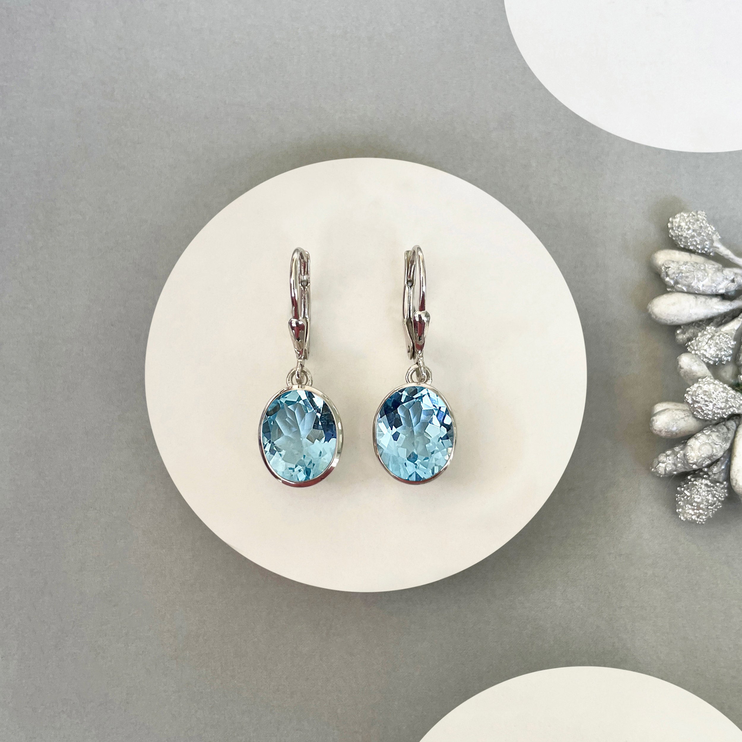 Blue Topaz Leverback Earring-(BTZ-SE-997.)