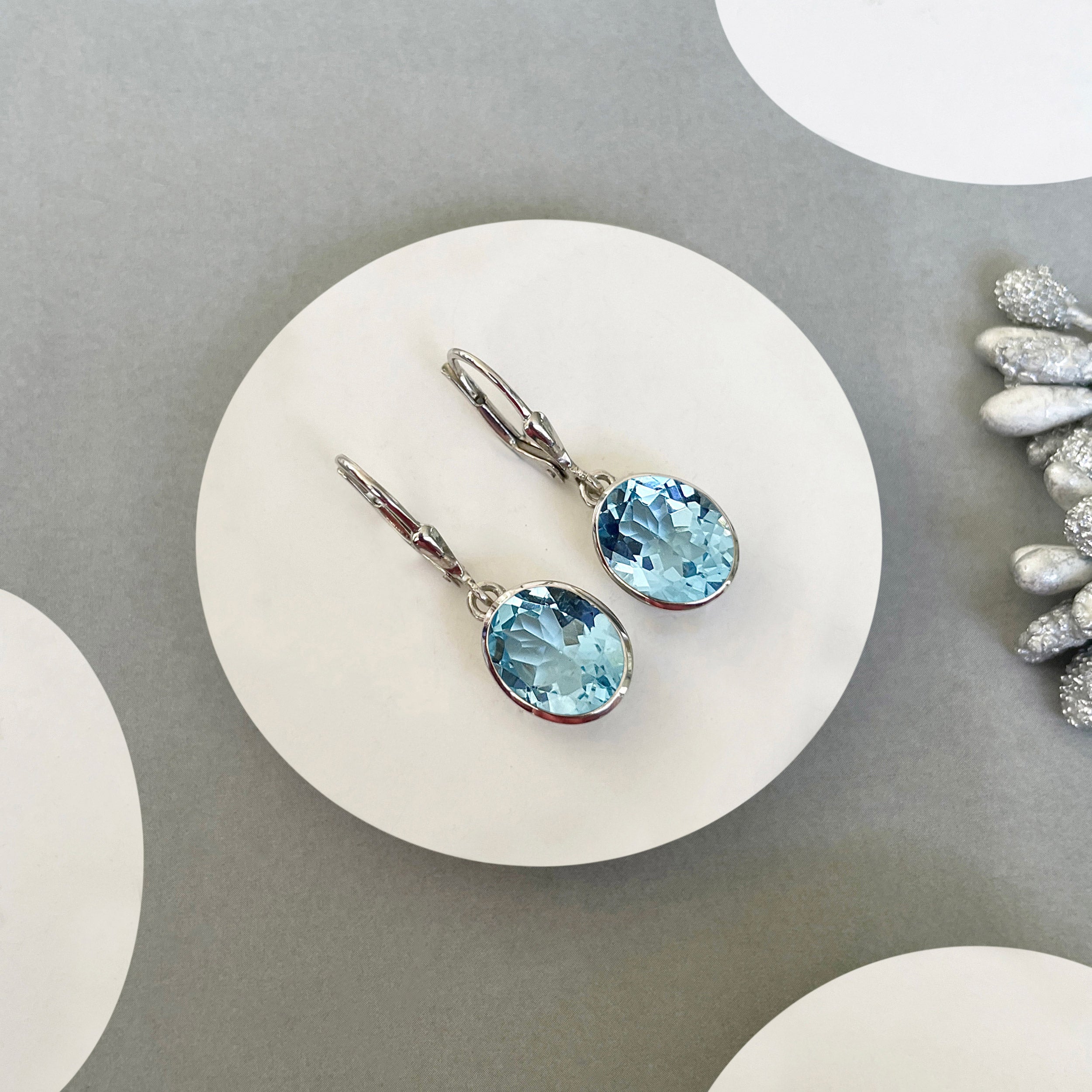 Blue Topaz Leverback Earring-(BTZ-SE-997.)