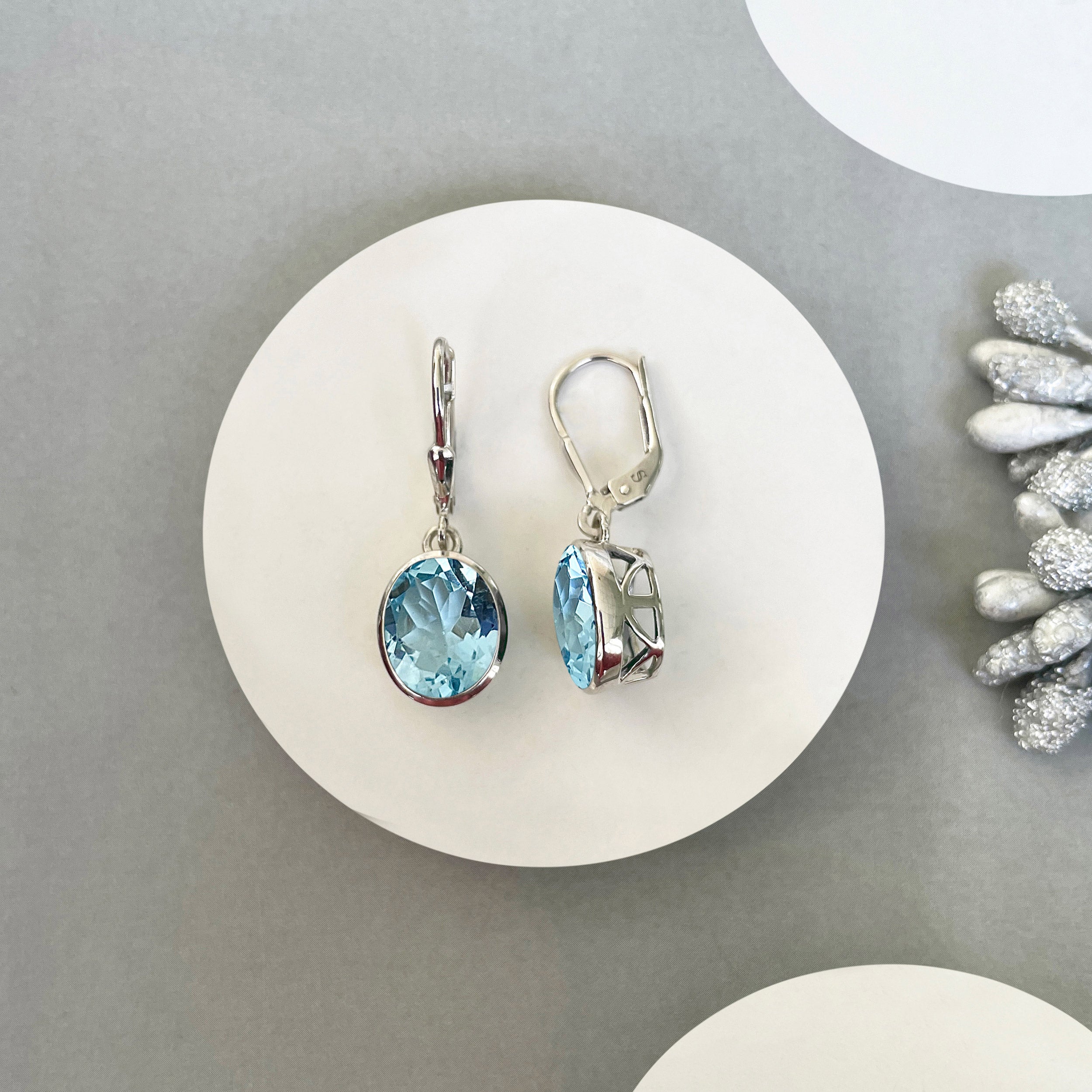 Blue Topaz Leverback Earring-(BTZ-SE-997.)