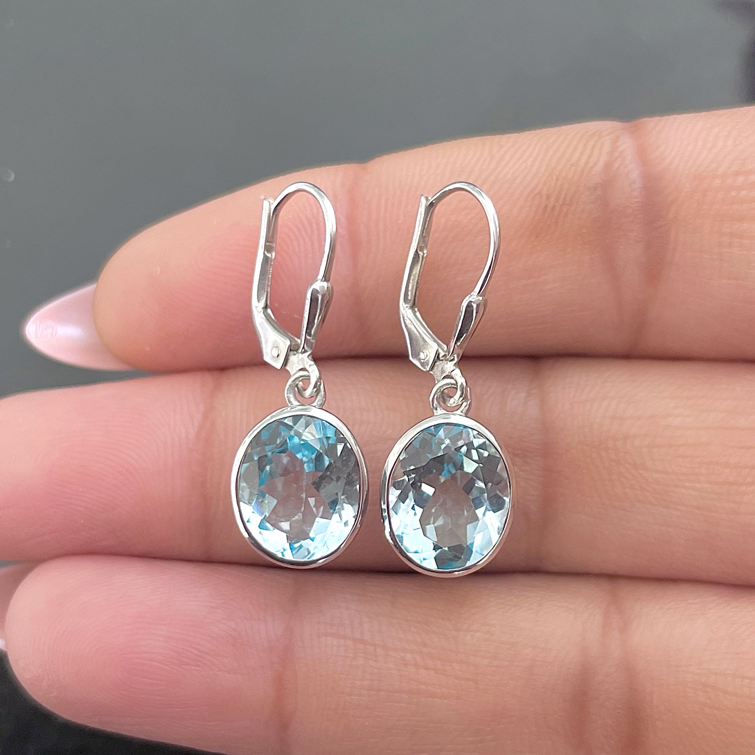 Blue Topaz Leverback Earring-(BTZ-SE-997.)
