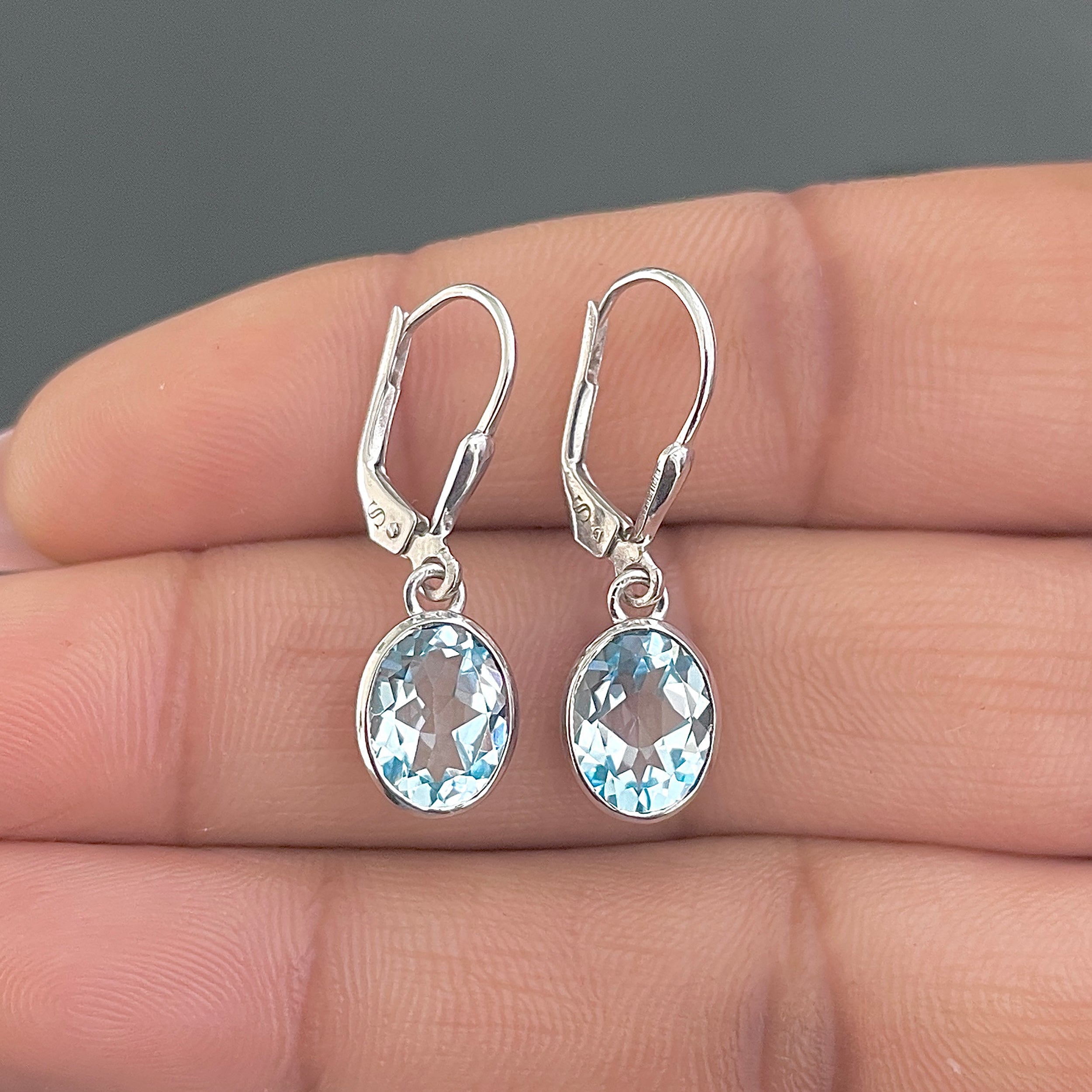 Blue Topaz Leverback Earring-(BTZ-SE-998.)