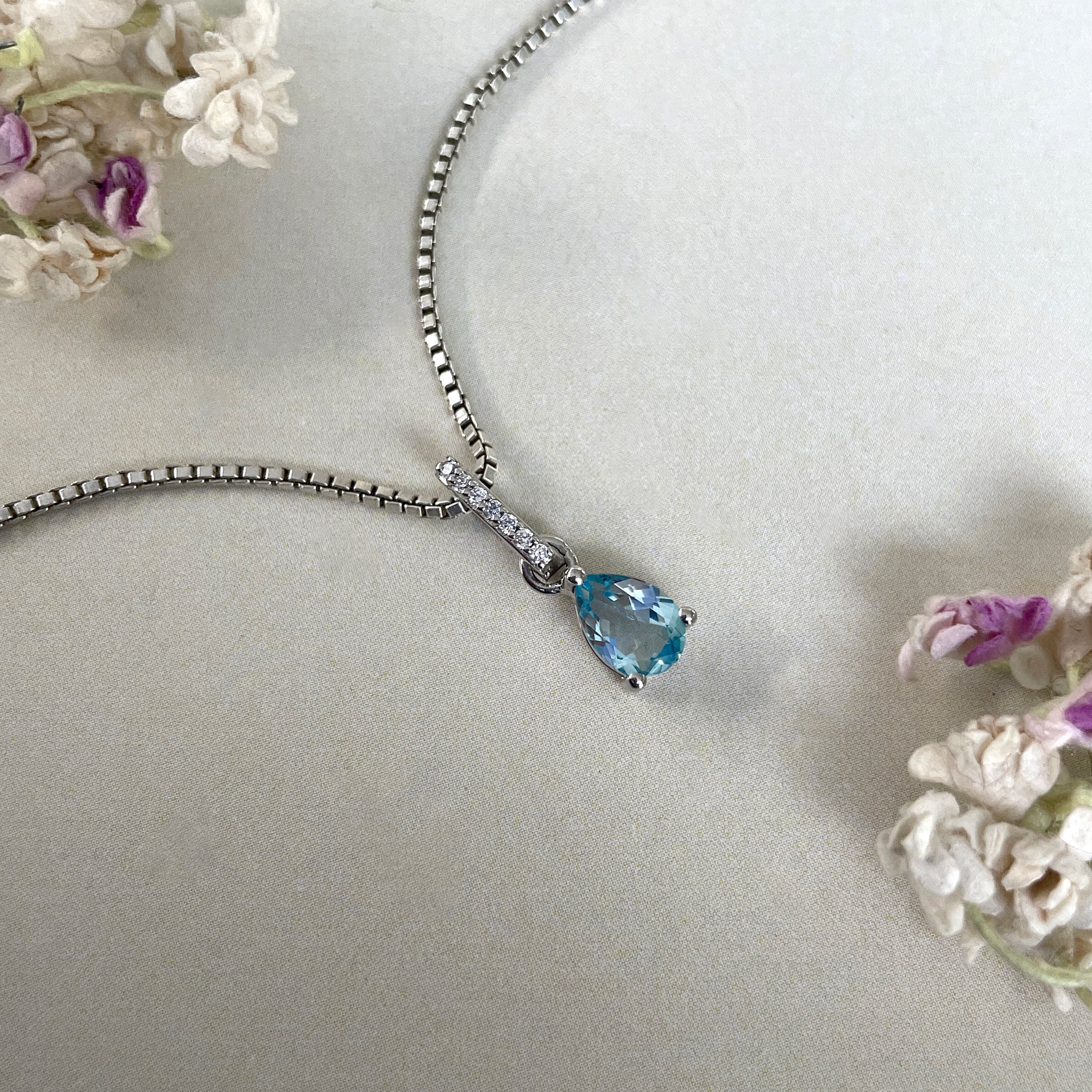Blue Topaz & White Topaz Pendant-(BTZ-SP-1165.)