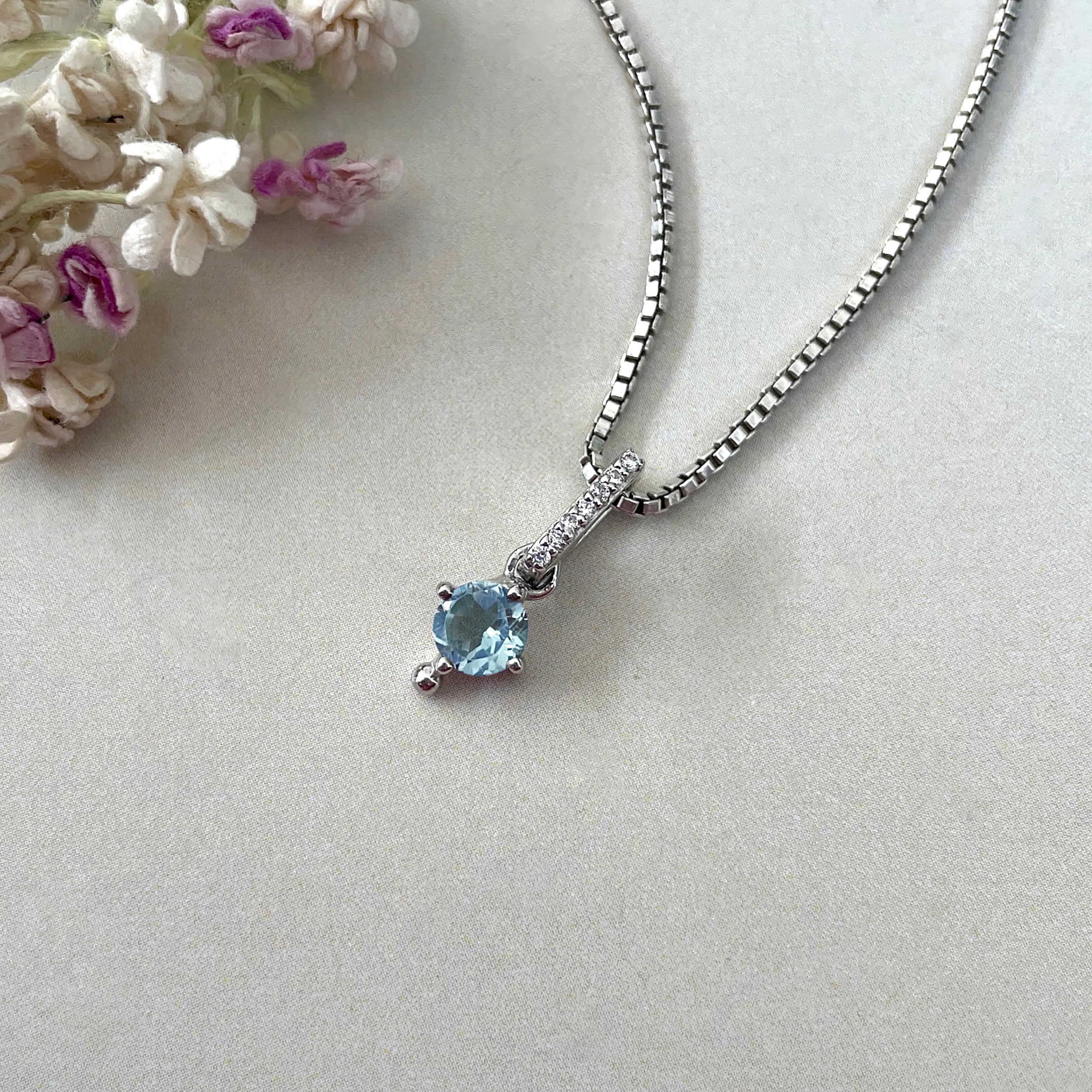 Blue Topaz & White Topaz Pendant-(BTZ-SP-399.)