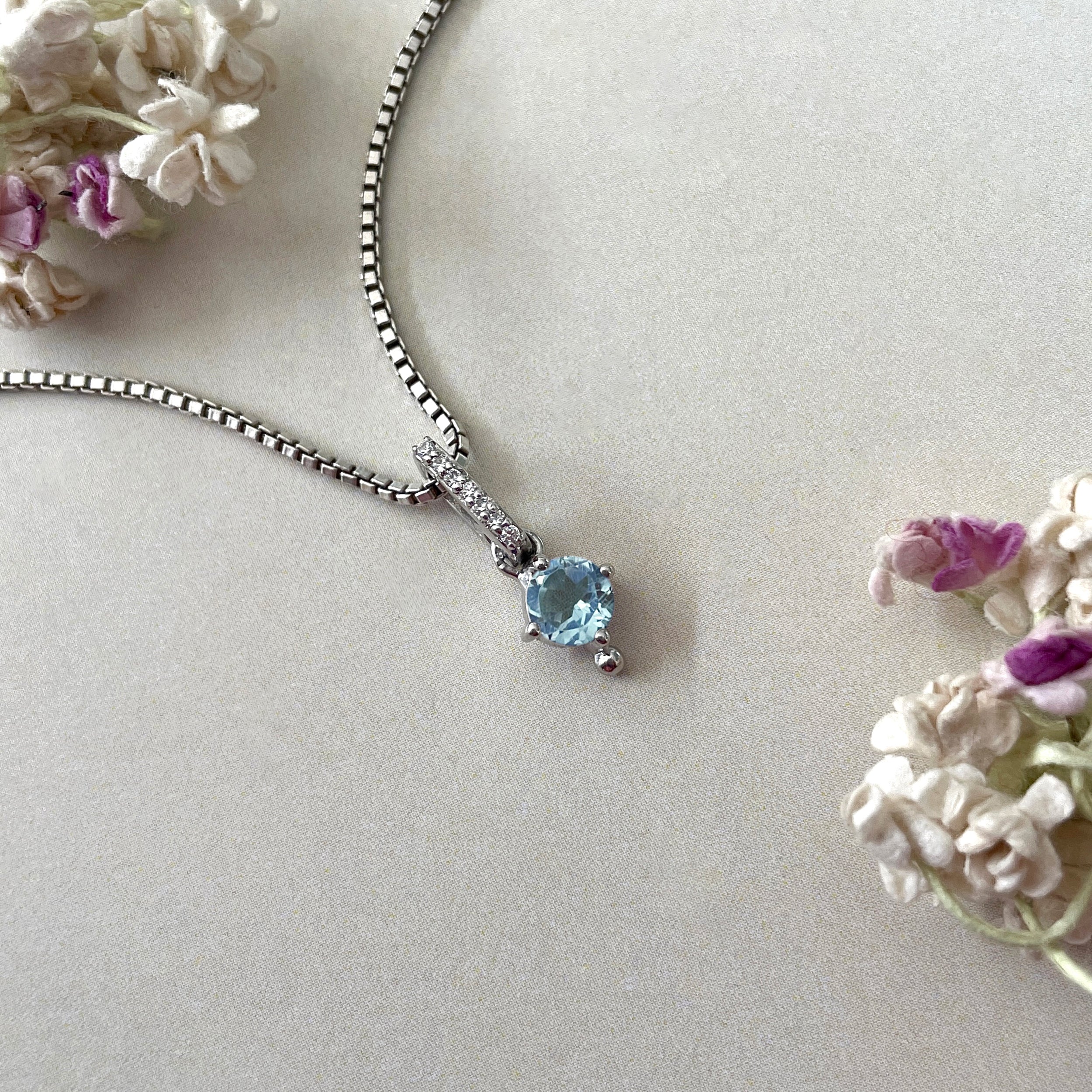 Blue Topaz & White Topaz Pendant-(BTZ-SP-399.)