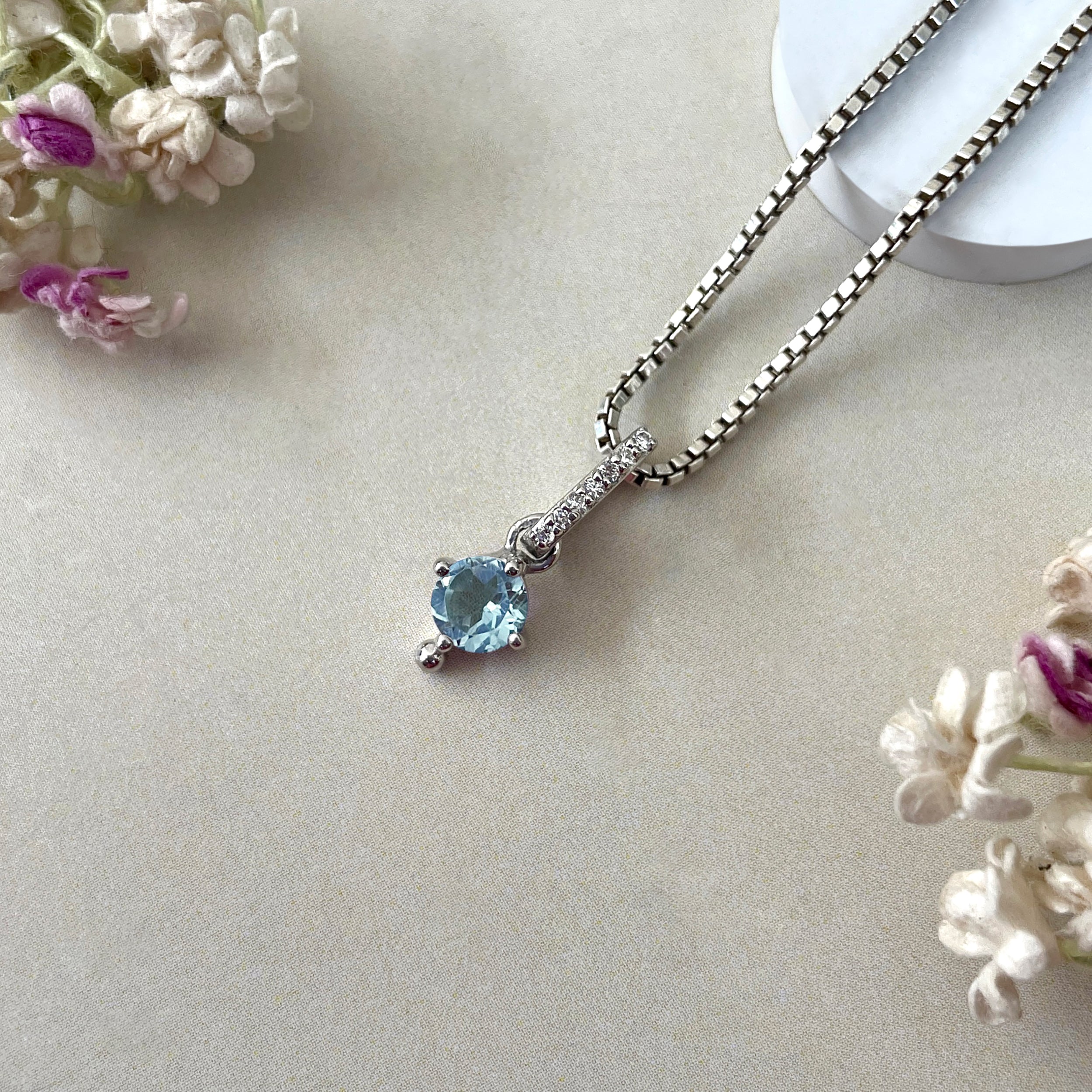 Blue Topaz & White Topaz Pendant-(BTZ-SP-399.)
