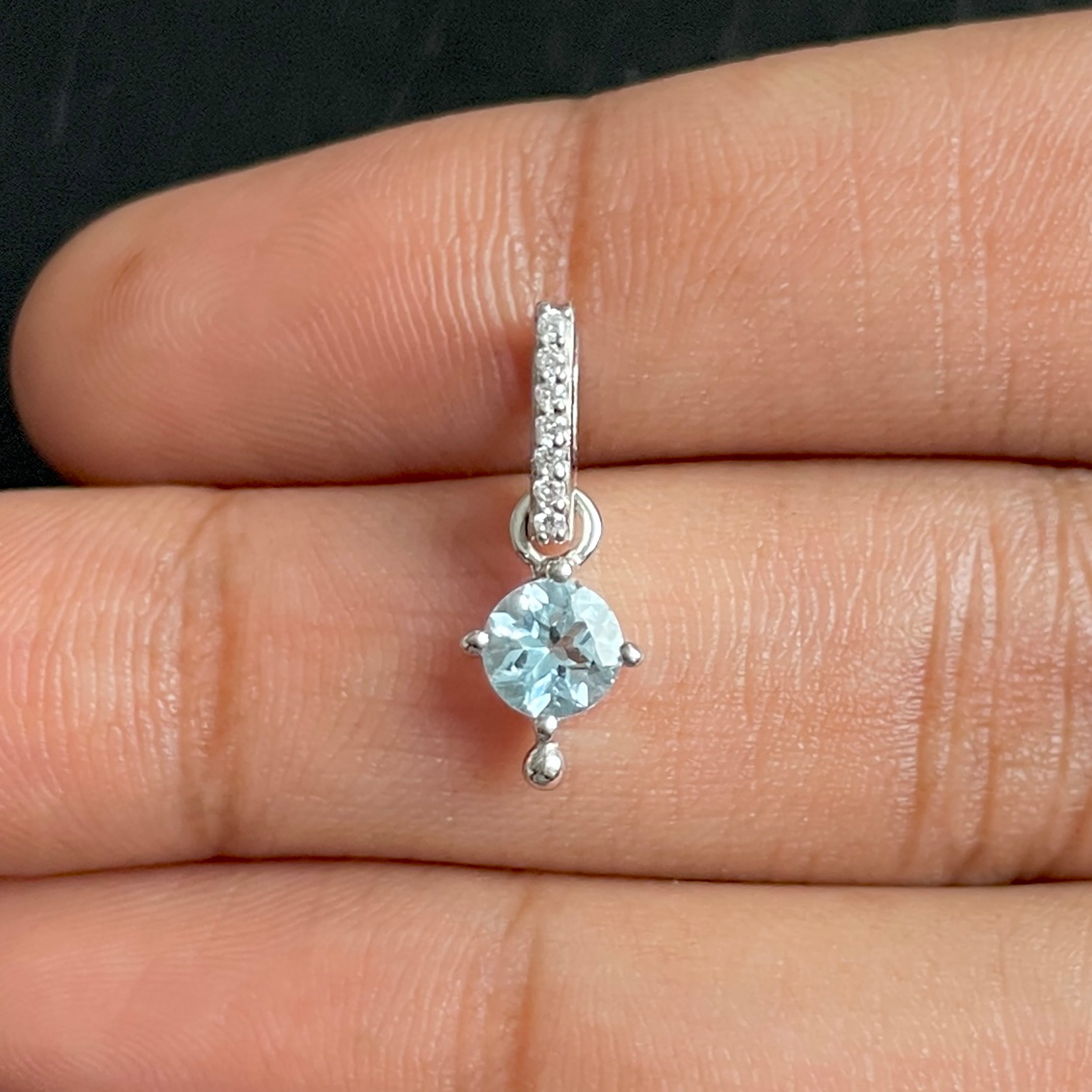 Blue Topaz & White Topaz Pendant-(BTZ-SP-399.)