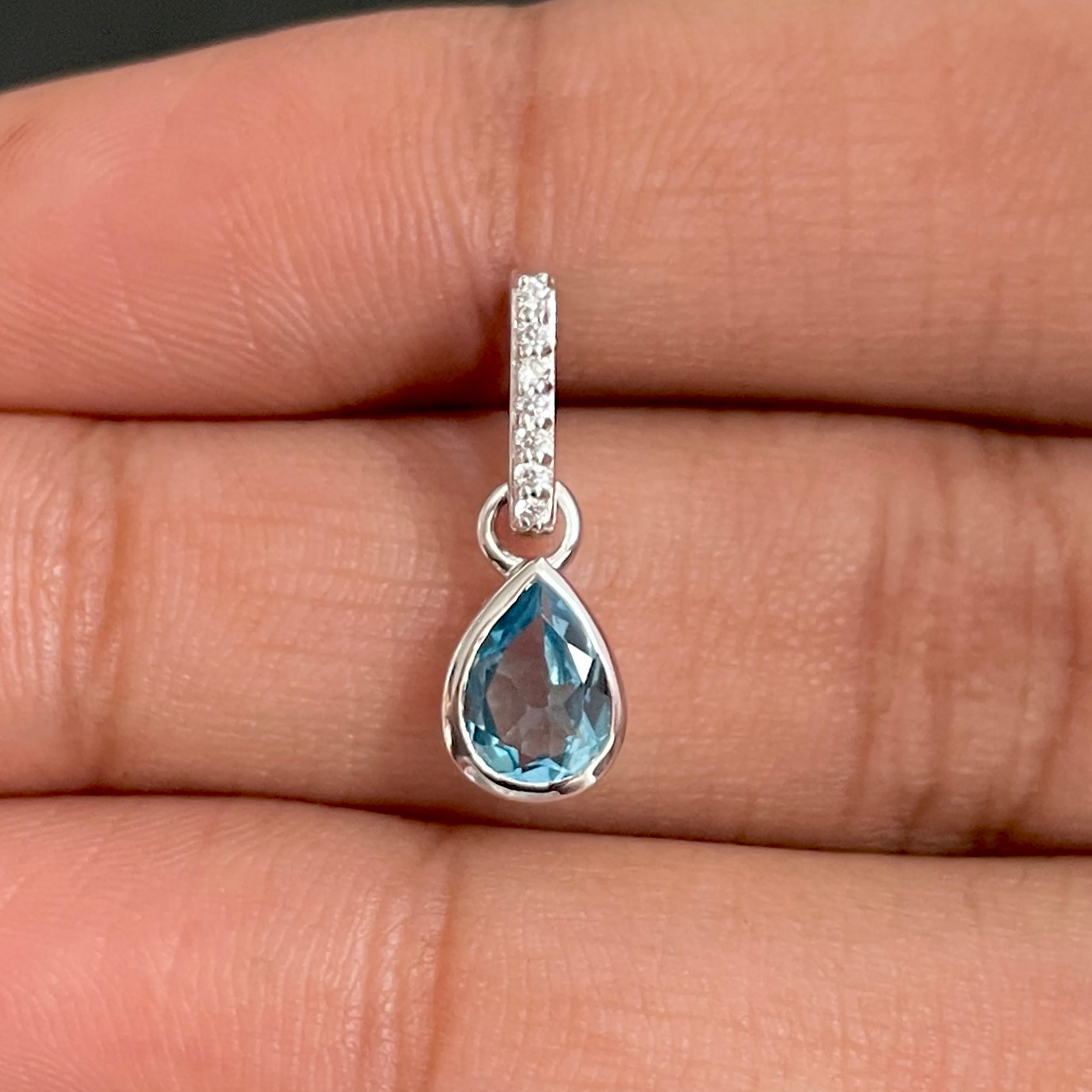 Blue Topaz & White Topaz Pendant-(BTZ-SP-779.)