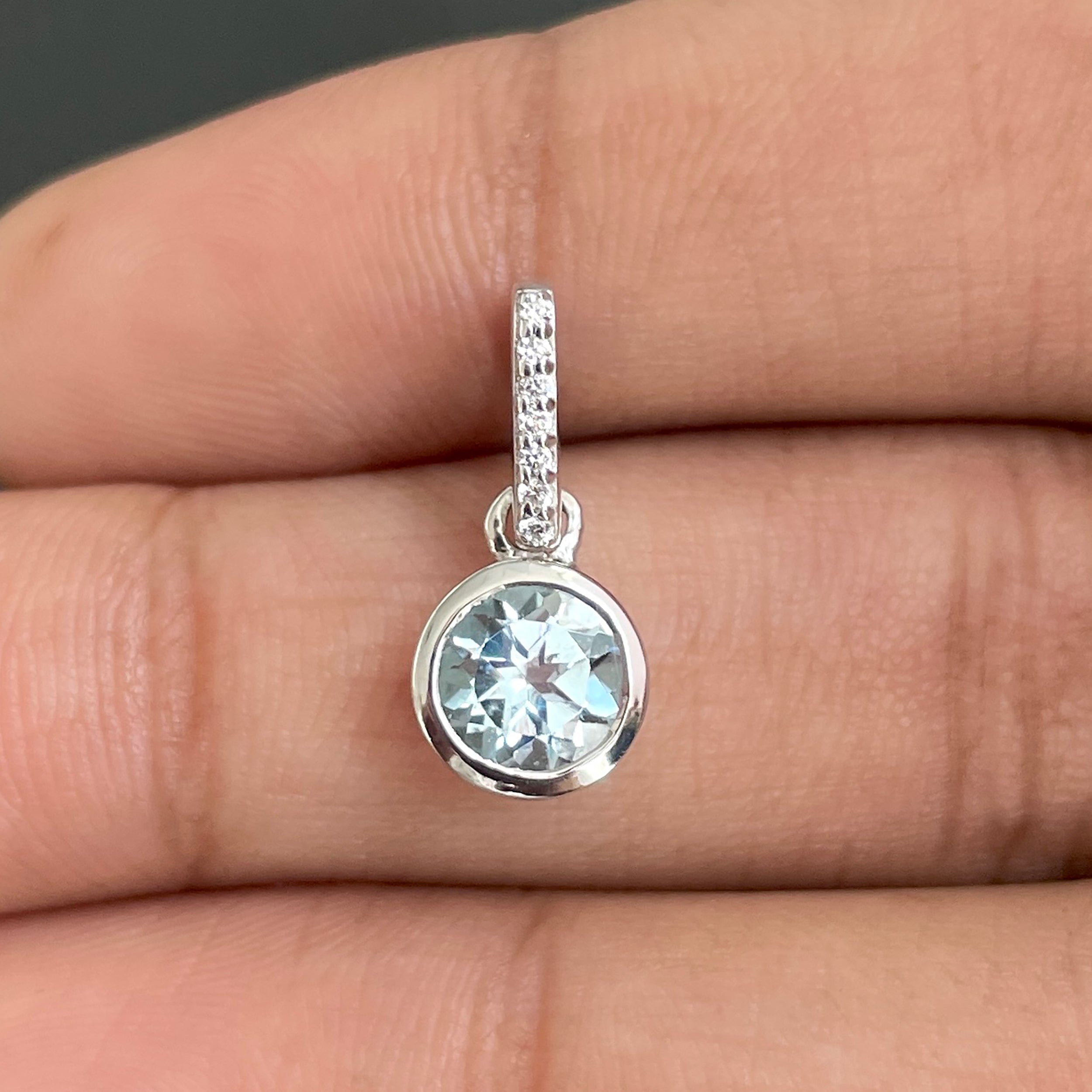 Blue Topaz & White Topaz Pendant-(BTZ-SP-958.)