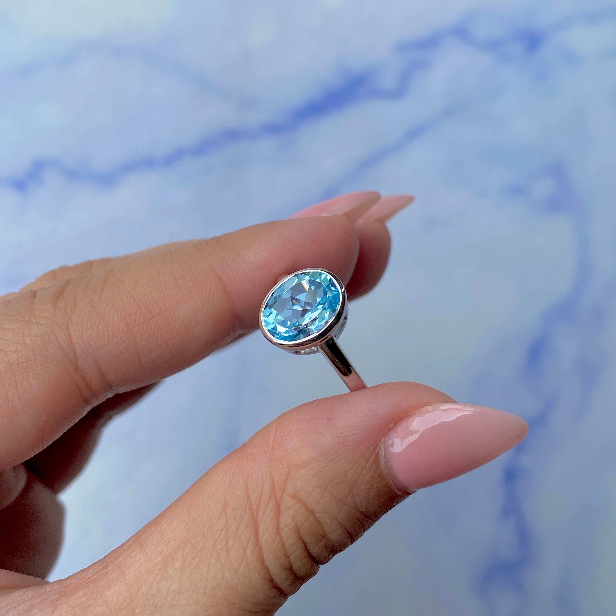 Blue Topaz Ring-(BTZ-SR-1623.)